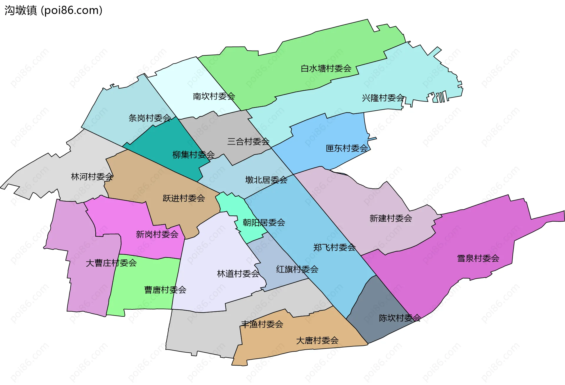沟墩镇边界地图(五级行政区划)