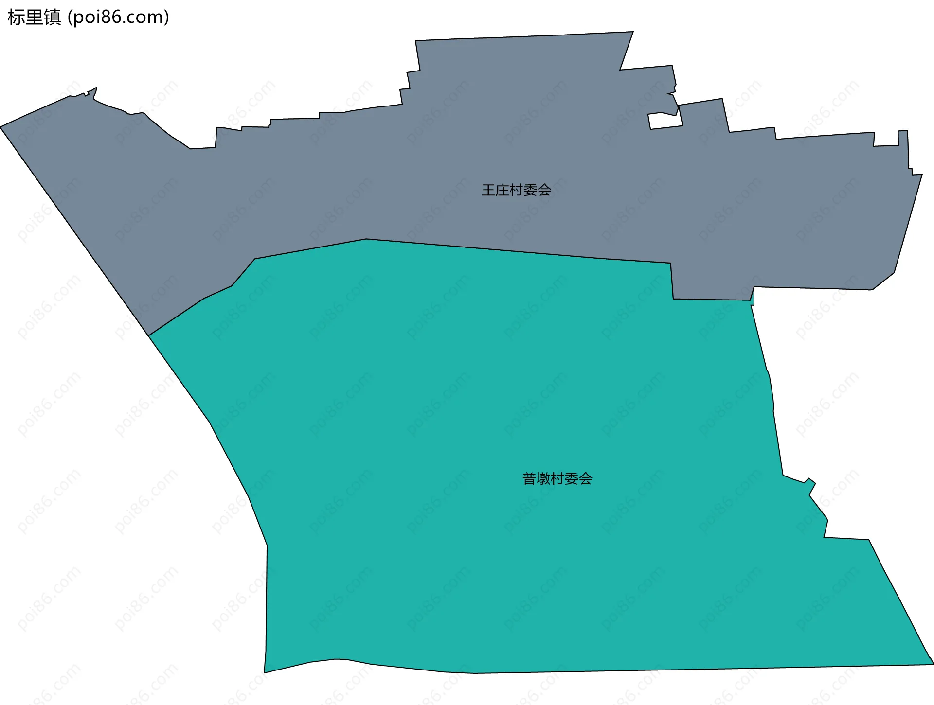 标里镇边界地图(五级行政区划)