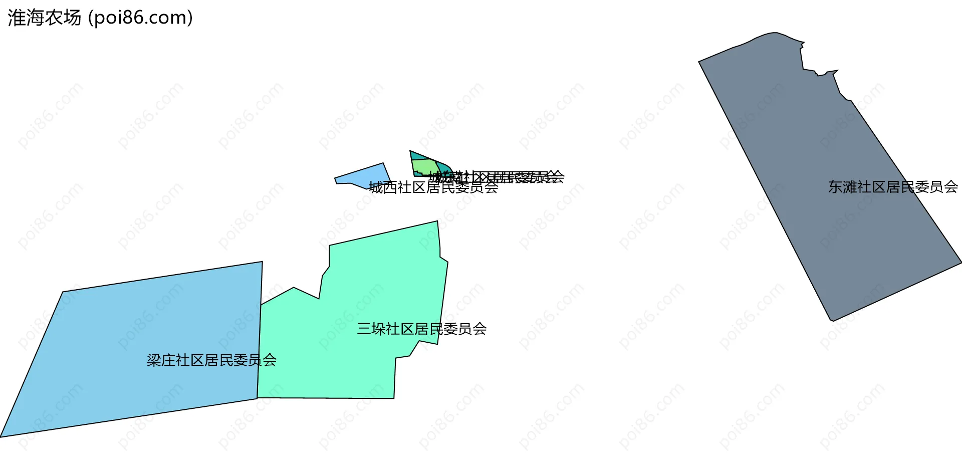 淮海农场边界地图(五级行政区划)