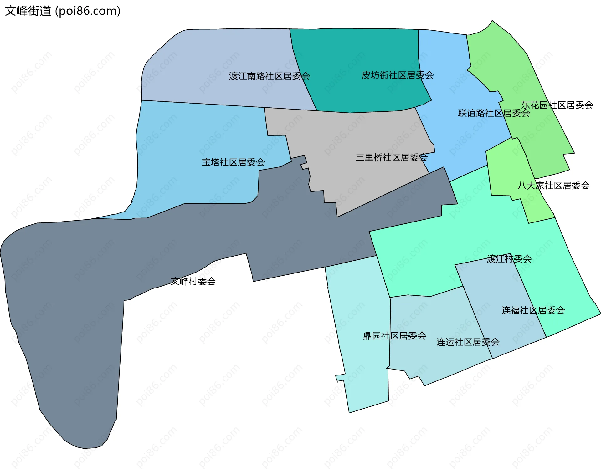 文峰街道边界地图(五级行政区划)
