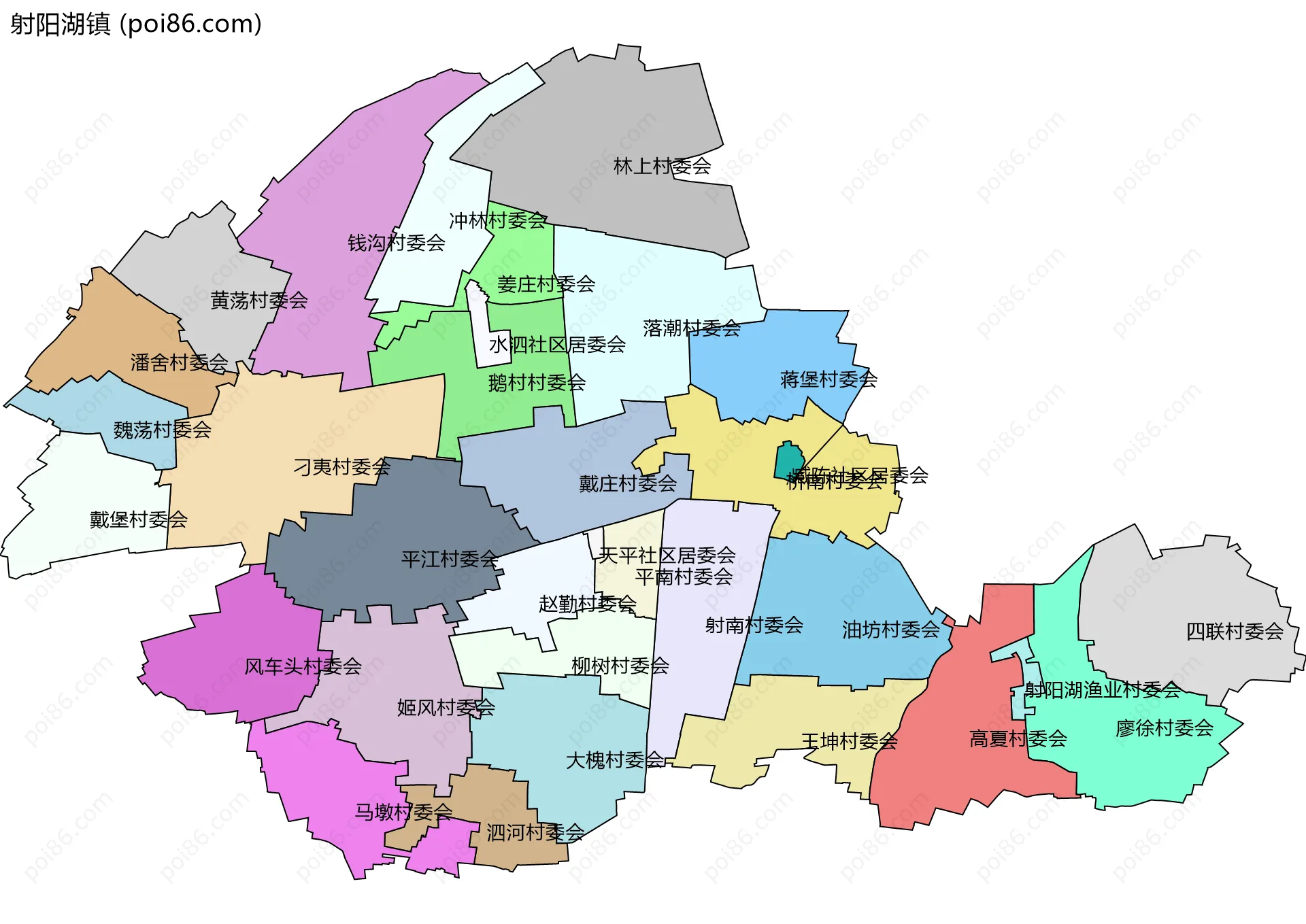 射阳湖镇边界地图(五级行政区划)