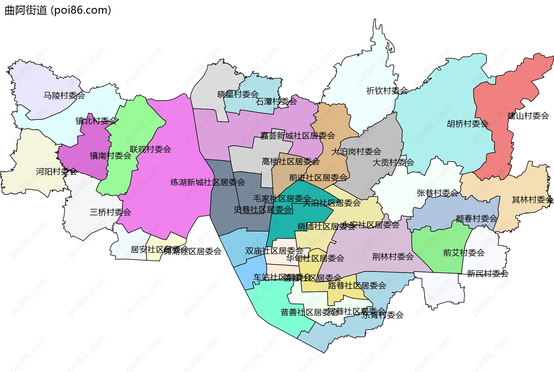 曲阿街道边界地图(五级行政区划)