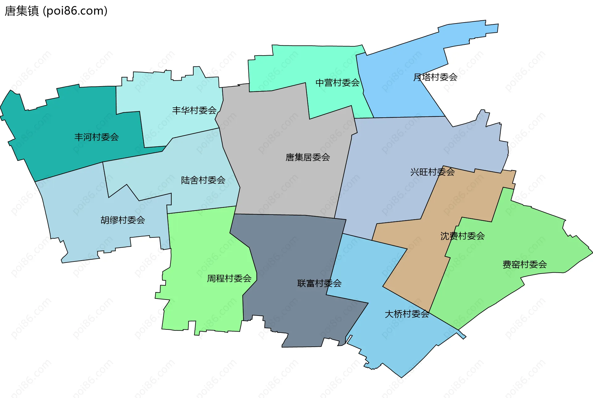唐集镇边界地图(五级行政区划)