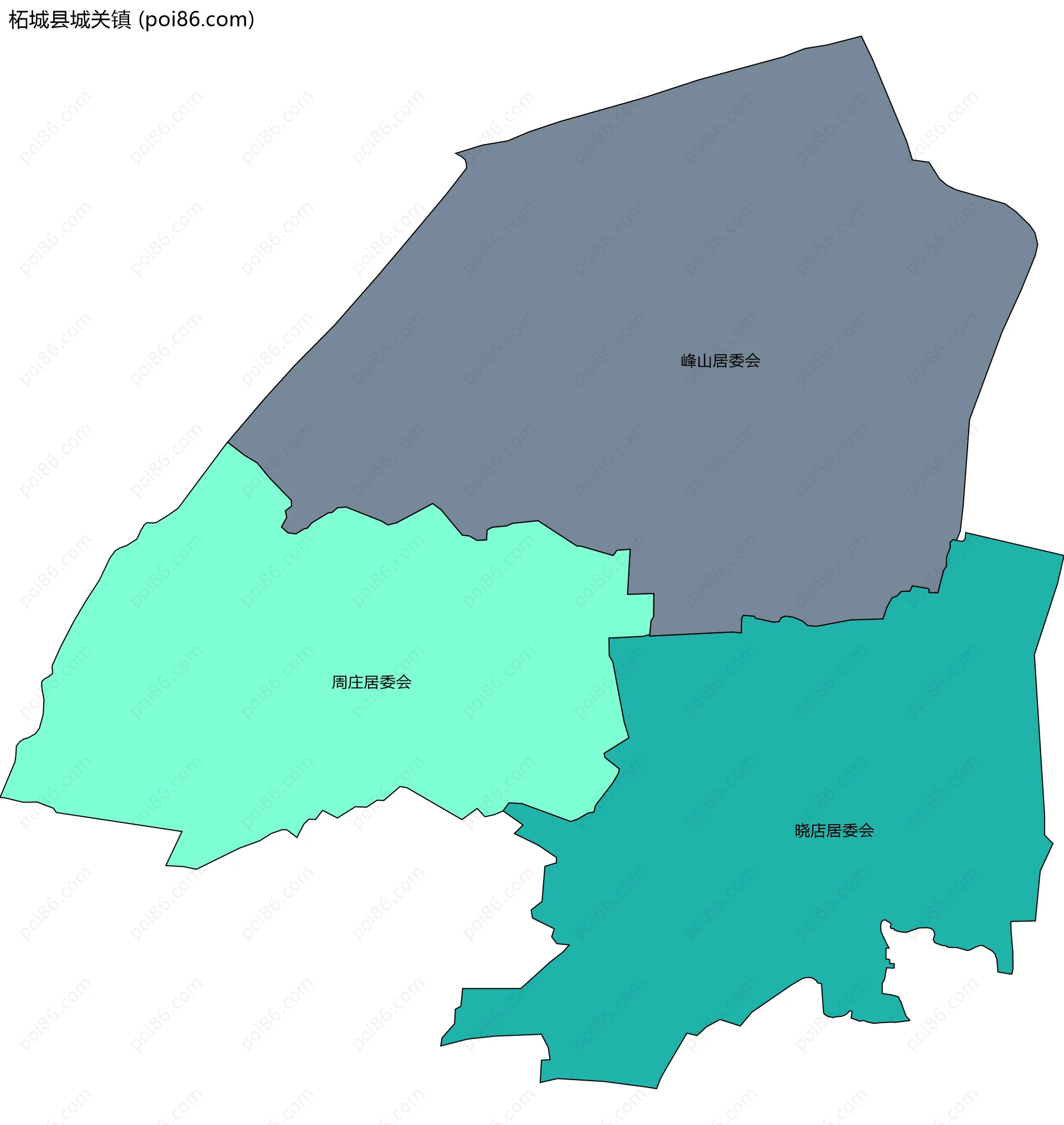 柘城县城关镇边界地图(五级行政区划)