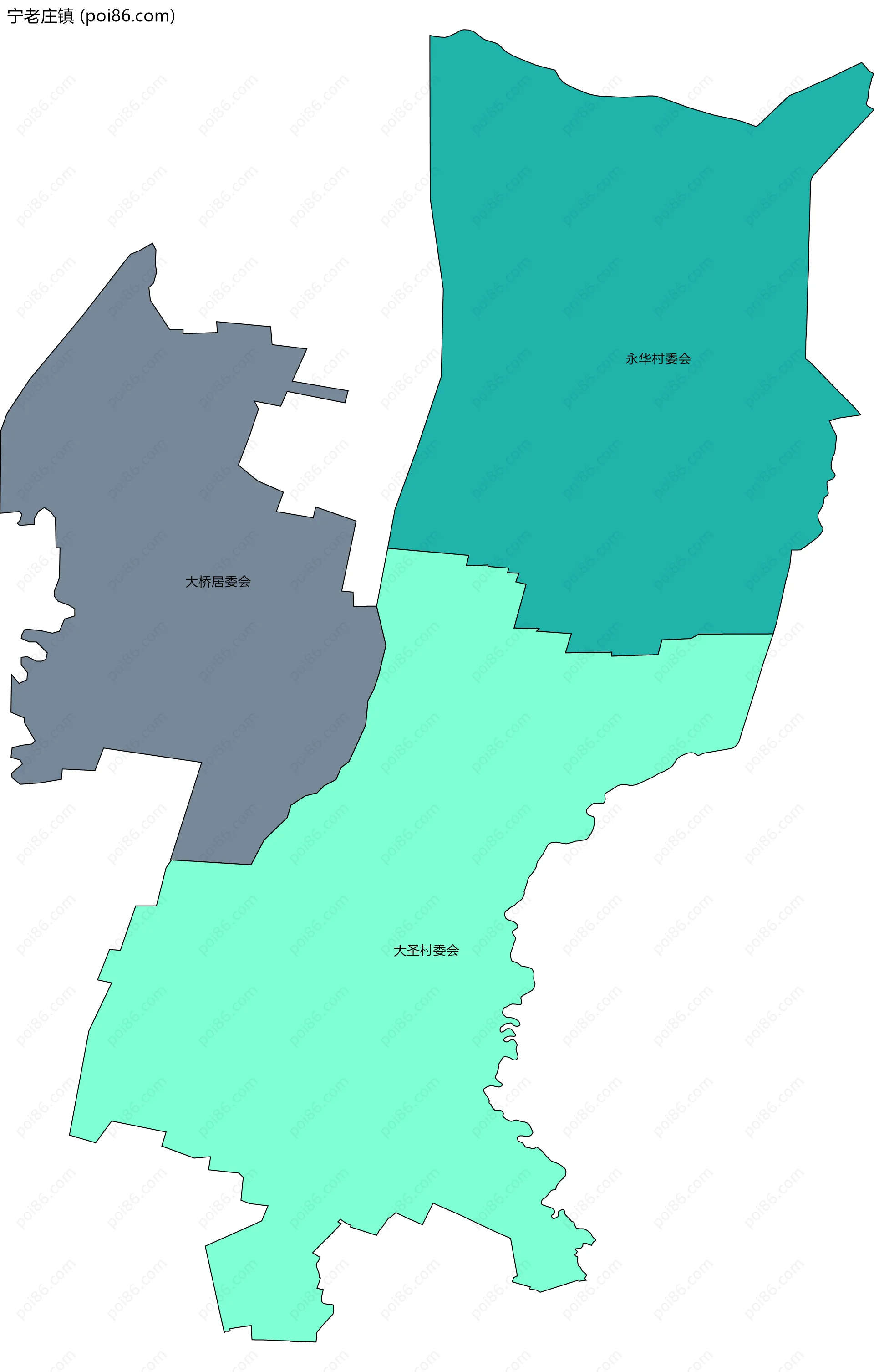 宁老庄镇边界地图(五级行政区划)