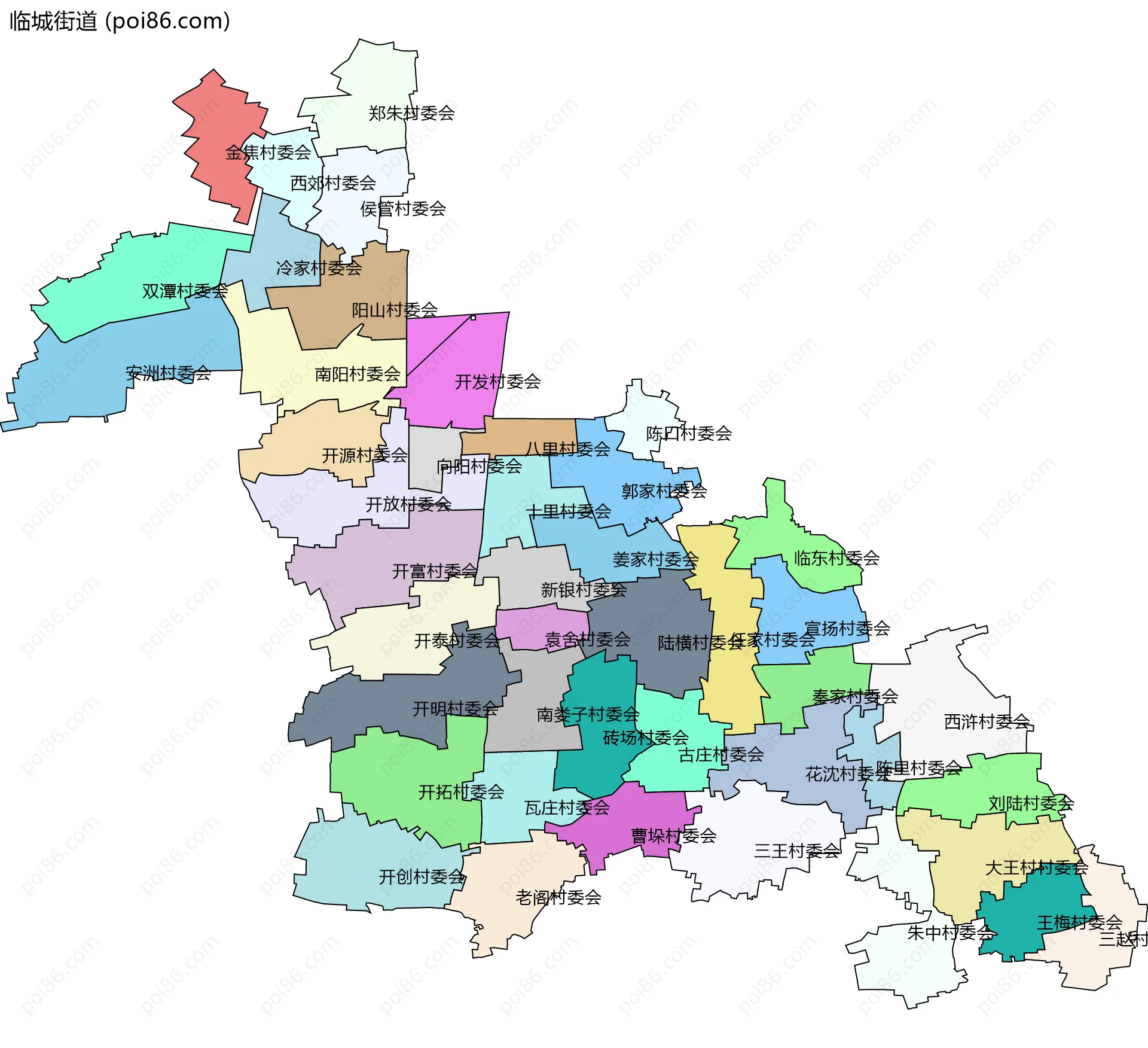 临城街道边界地图(五级行政区划)