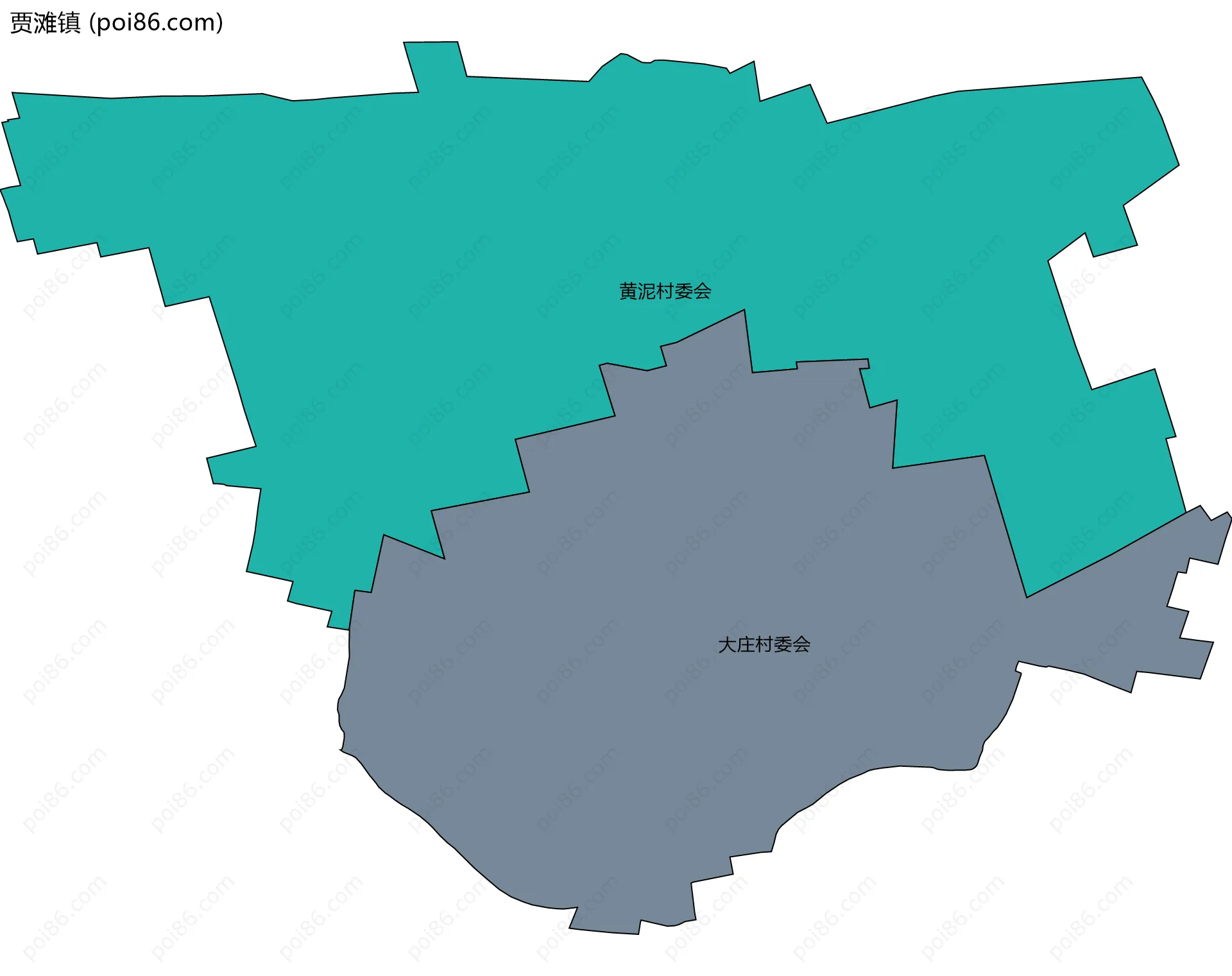 贾滩镇边界地图(五级行政区划)