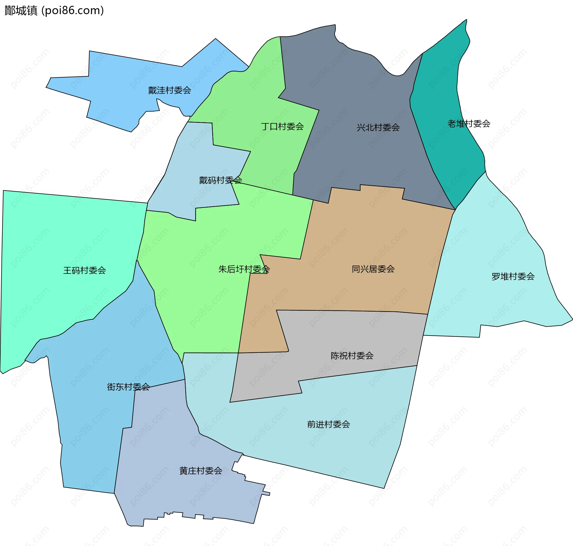 酇城镇边界地图(五级行政区划)