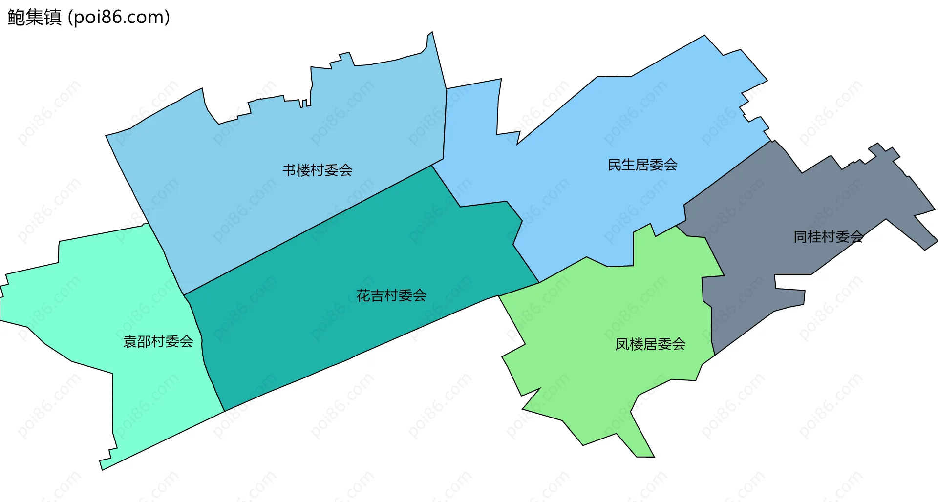 鲍集镇边界地图(五级行政区划)