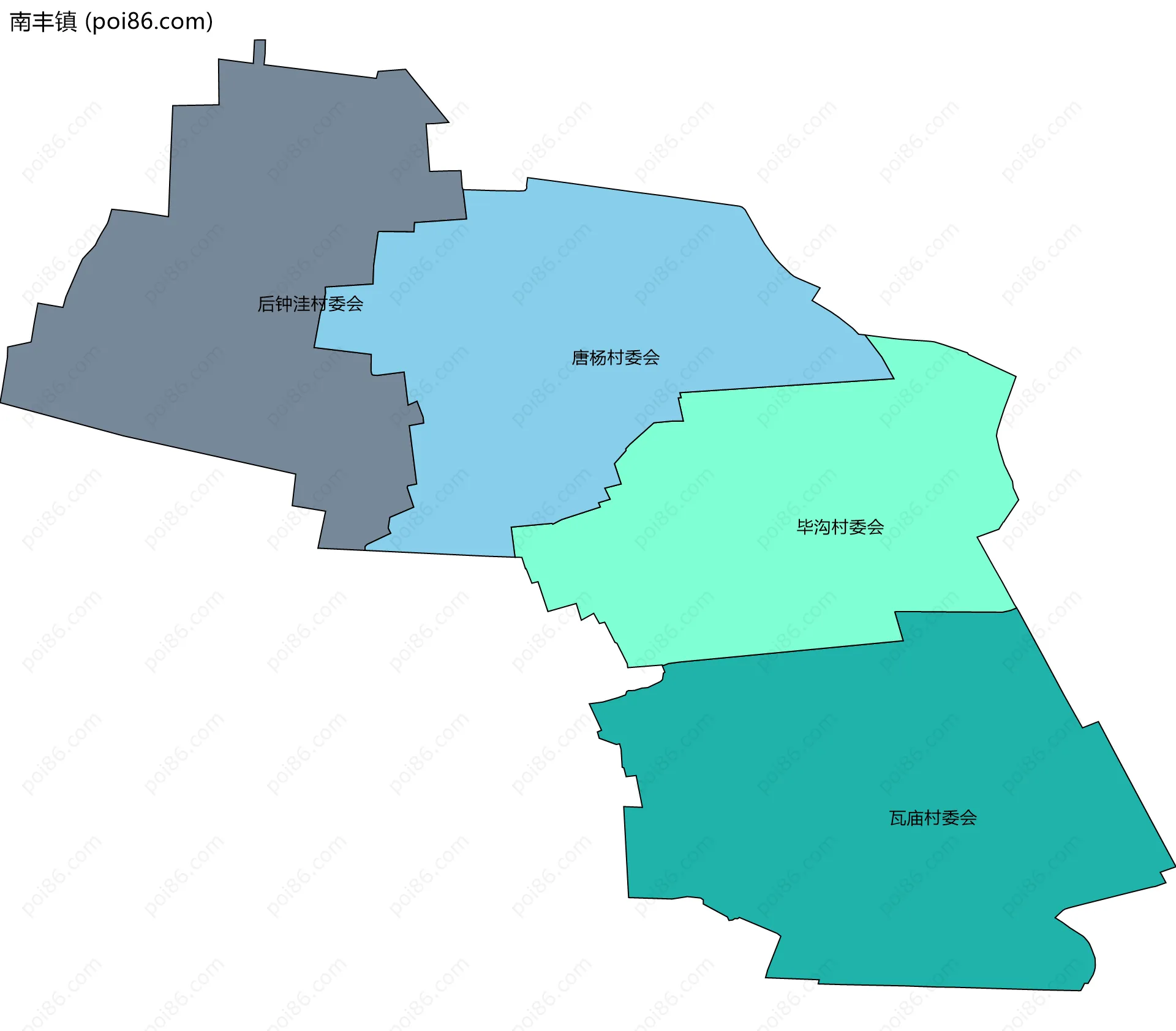 南丰镇边界地图(五级行政区划)