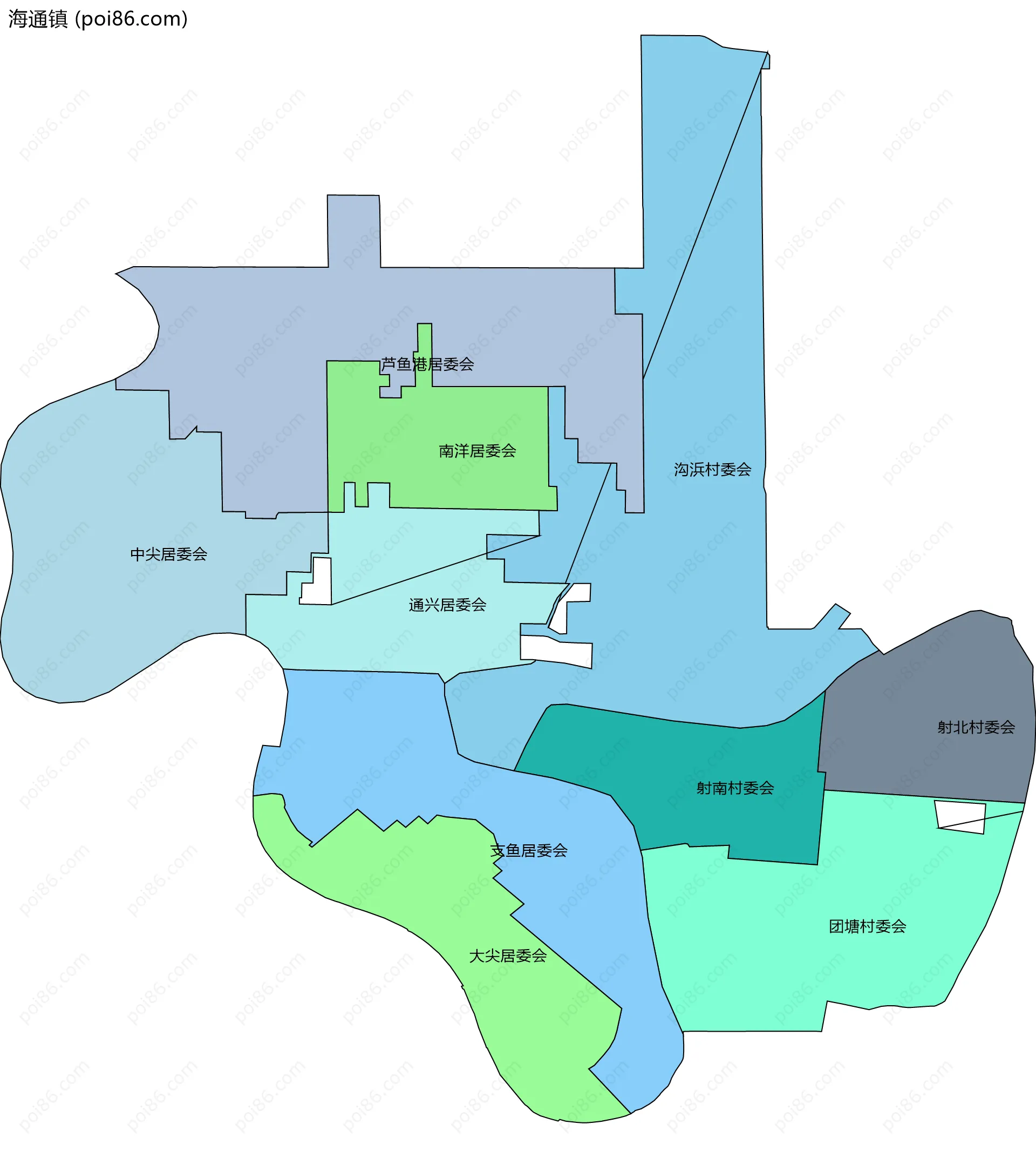 海通镇边界地图(五级行政区划)