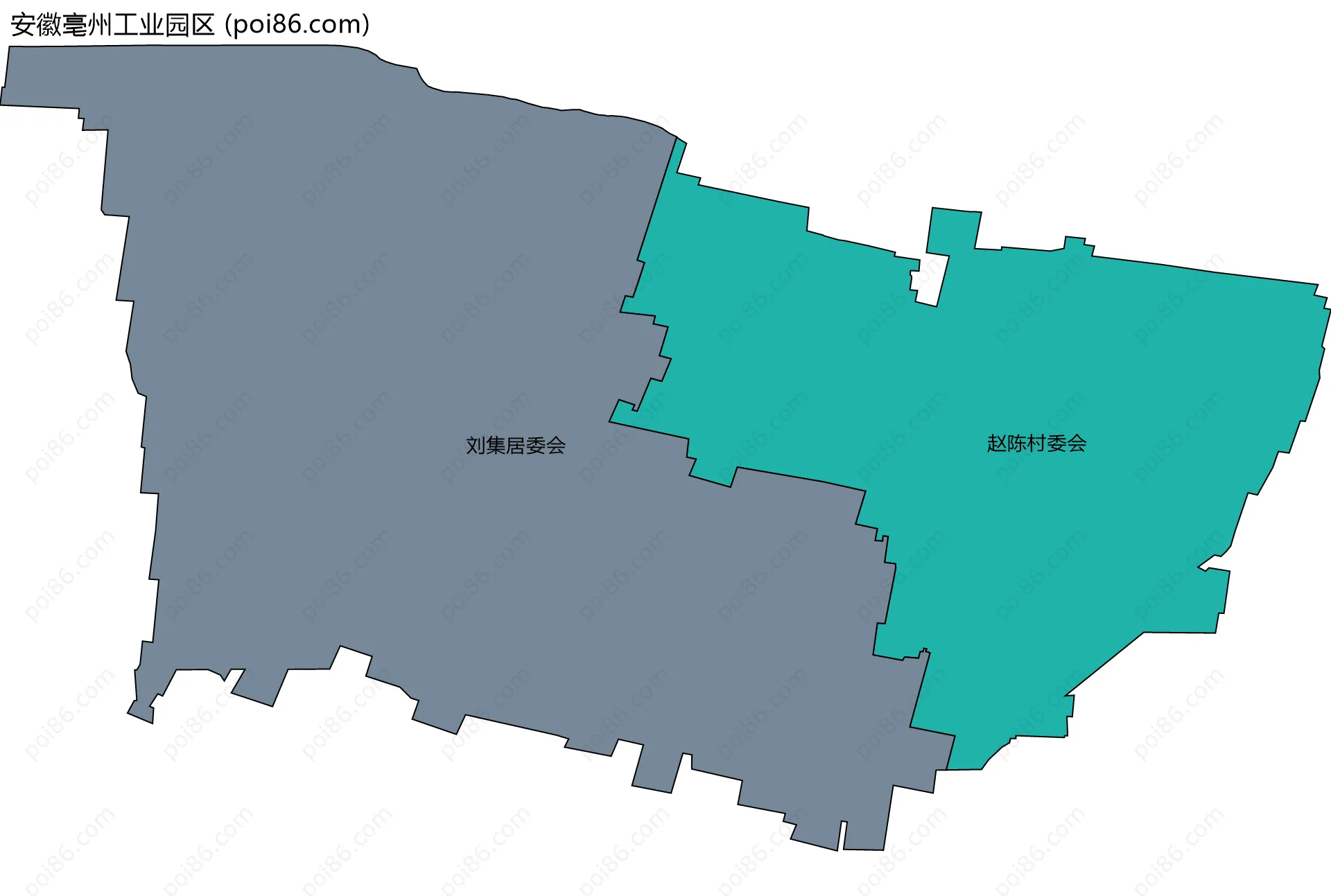安徽亳州工业园区边界地图(五级行政区划)