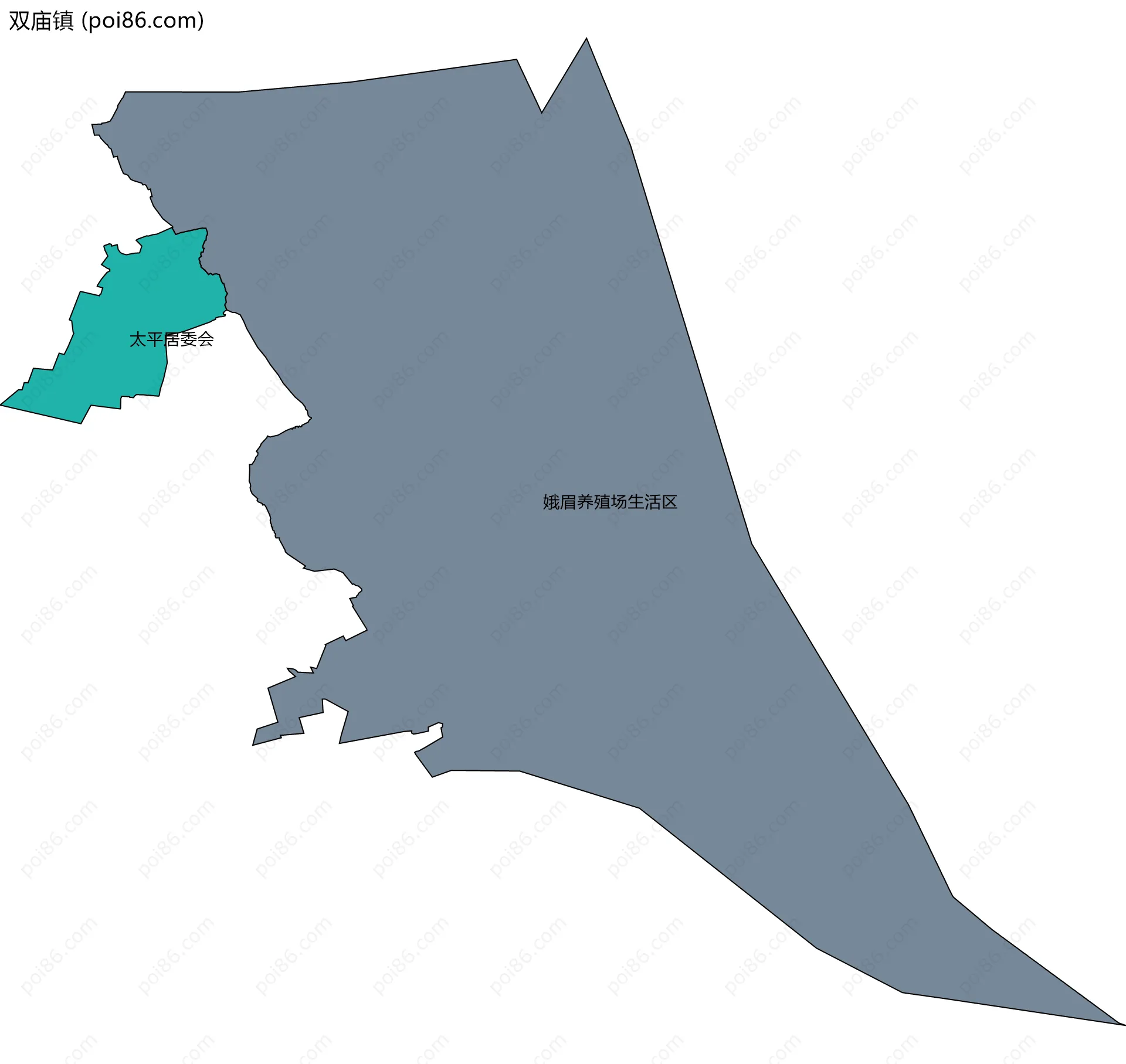 双庙镇边界地图(五级行政区划)