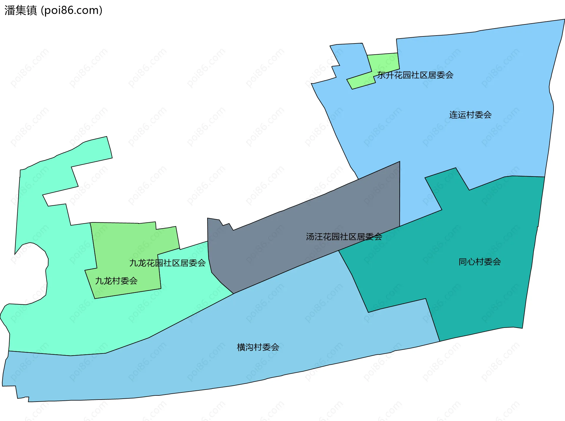 潘集镇边界地图(五级行政区划)
