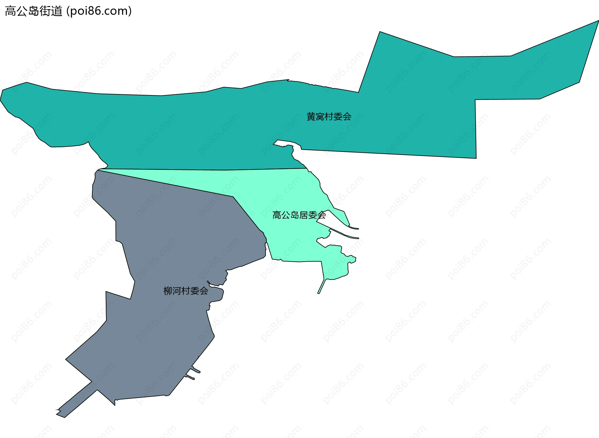 高公岛街道边界地图(五级行政区划)