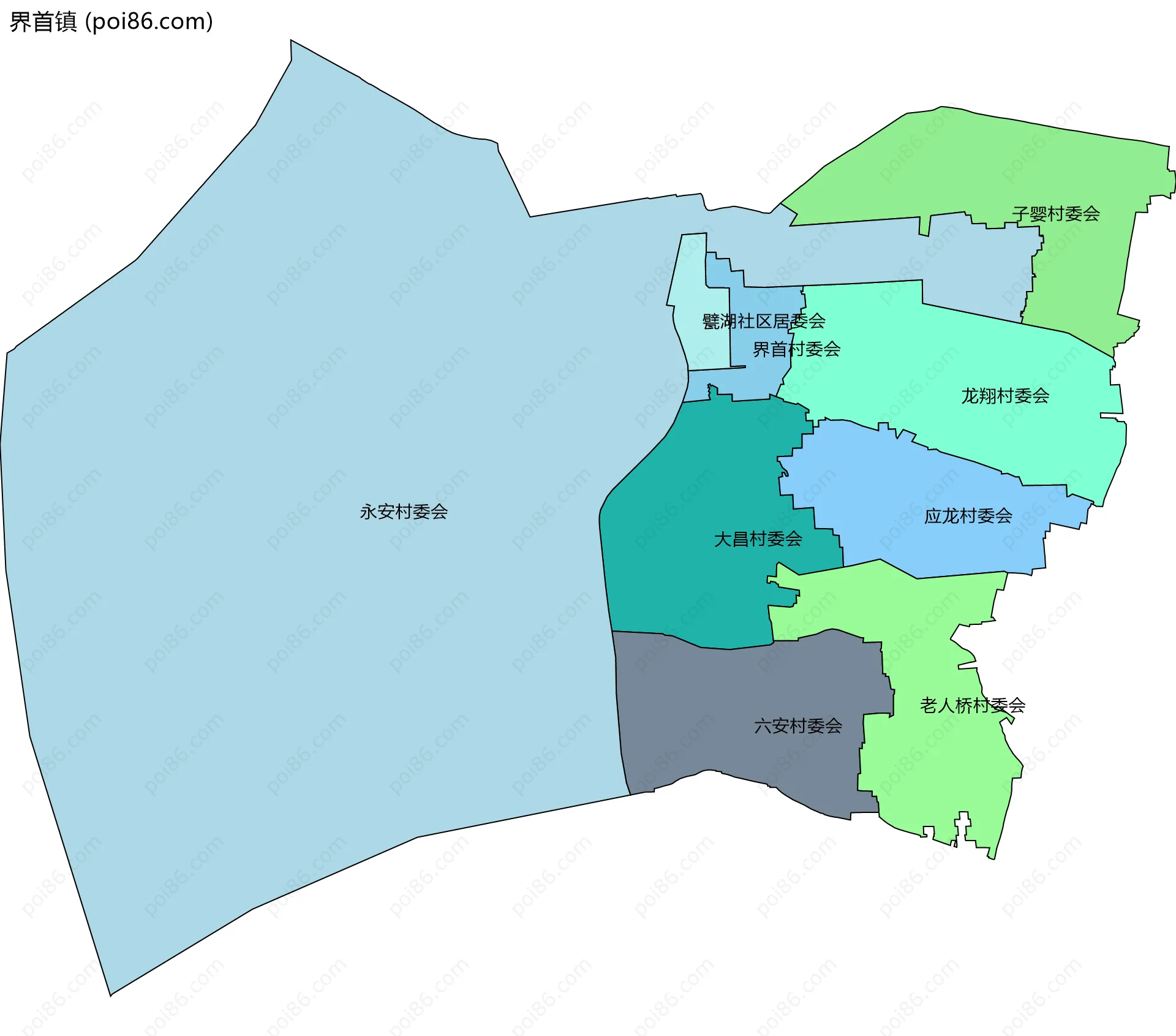 界首镇边界地图(五级行政区划)