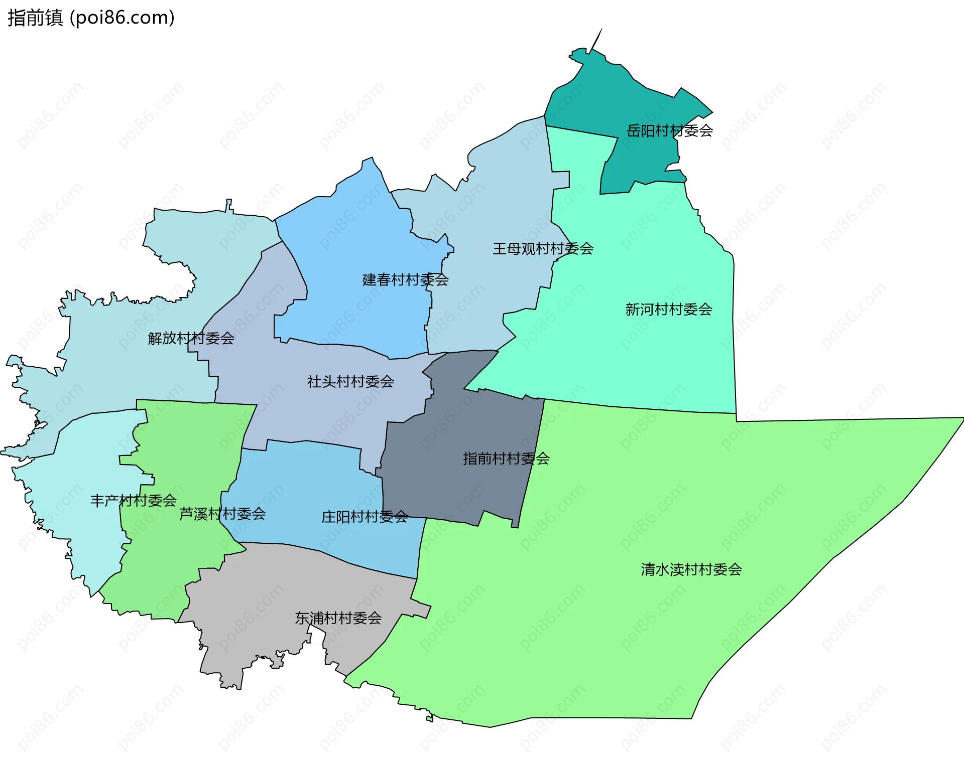 指前镇边界地图(五级行政区划)