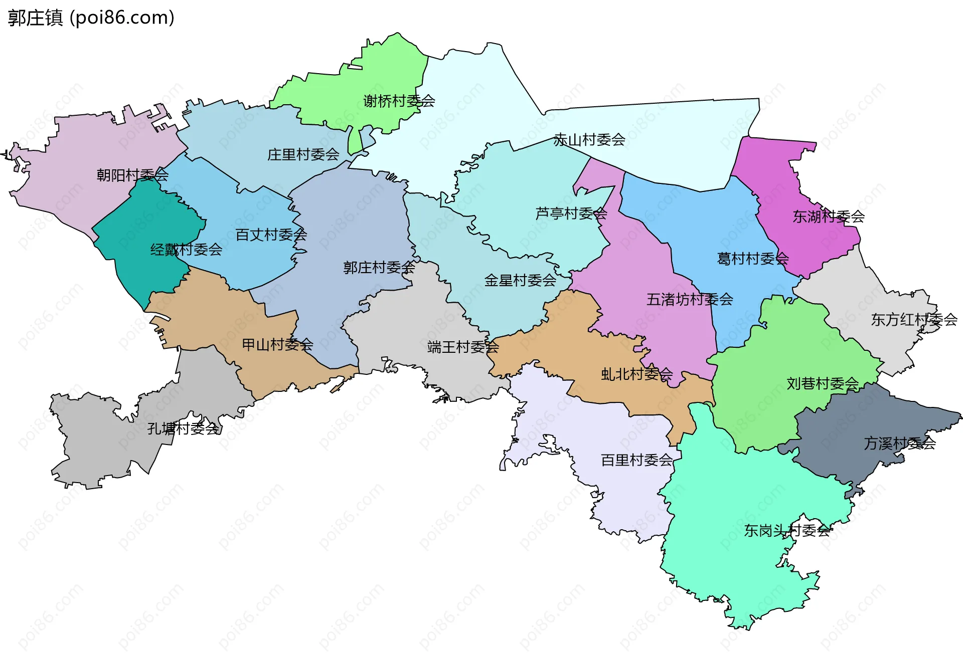 郭庄镇边界地图(五级行政区划)