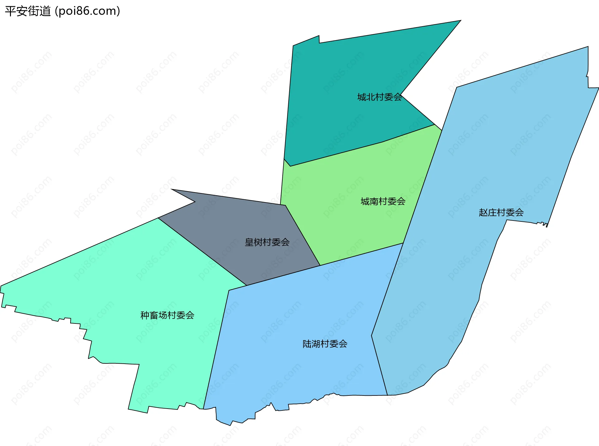 平安街道边界地图(五级行政区划)