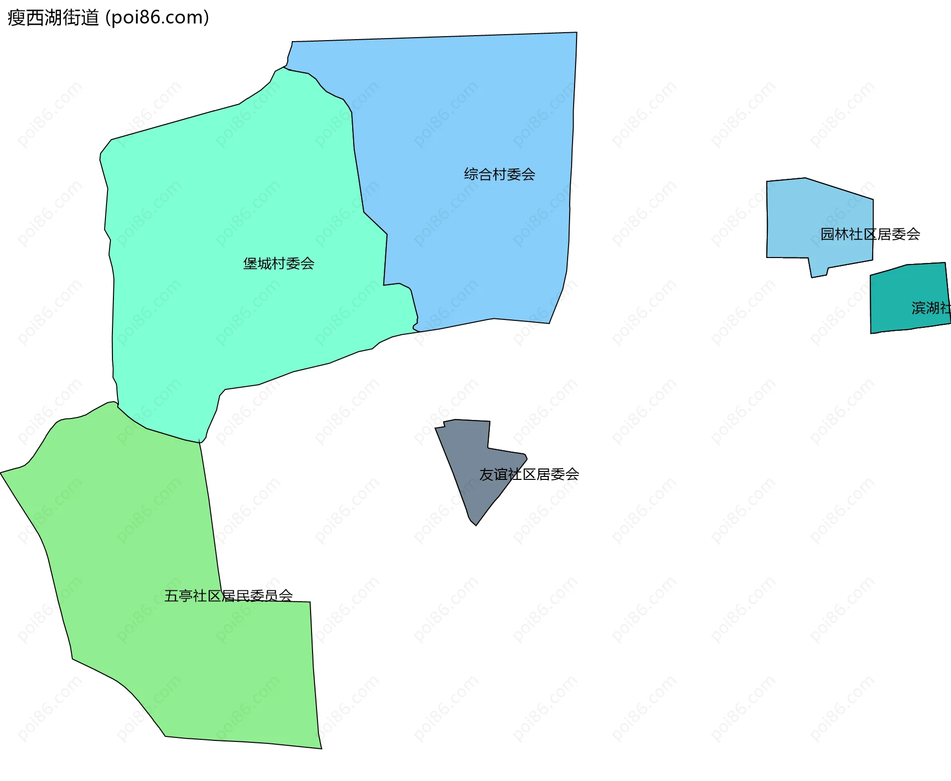 瘦西湖街道边界地图(五级行政区划)