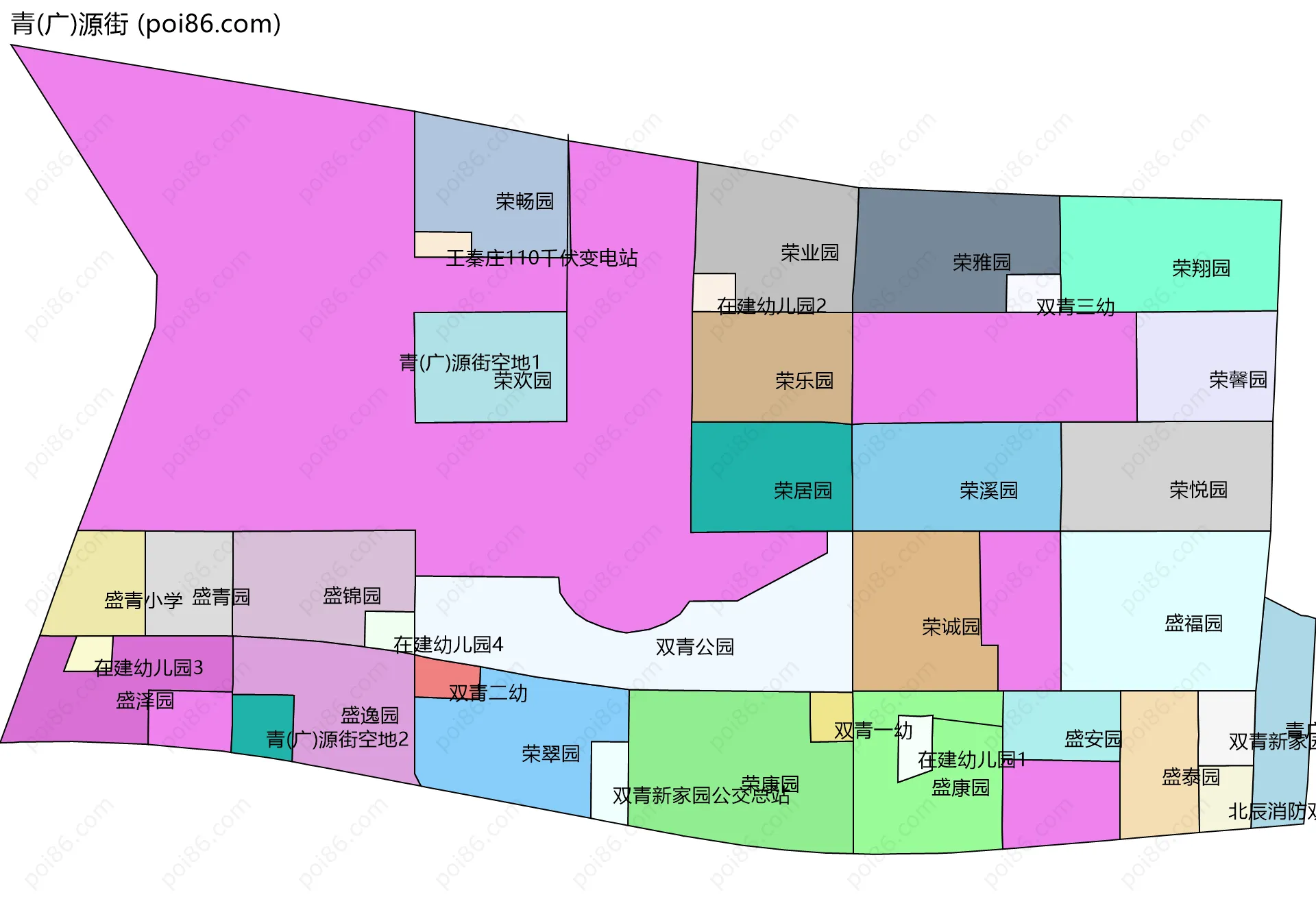 青(广)源街边界地图(五级行政区划)