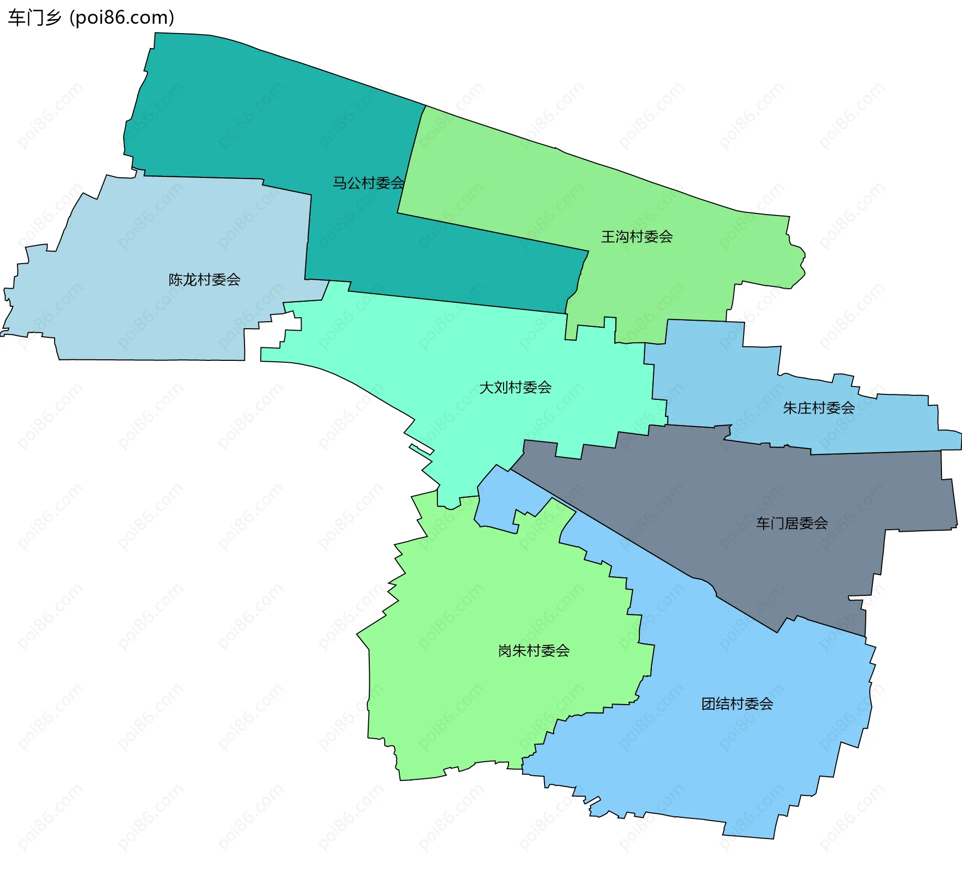 车门乡边界地图(五级行政区划)