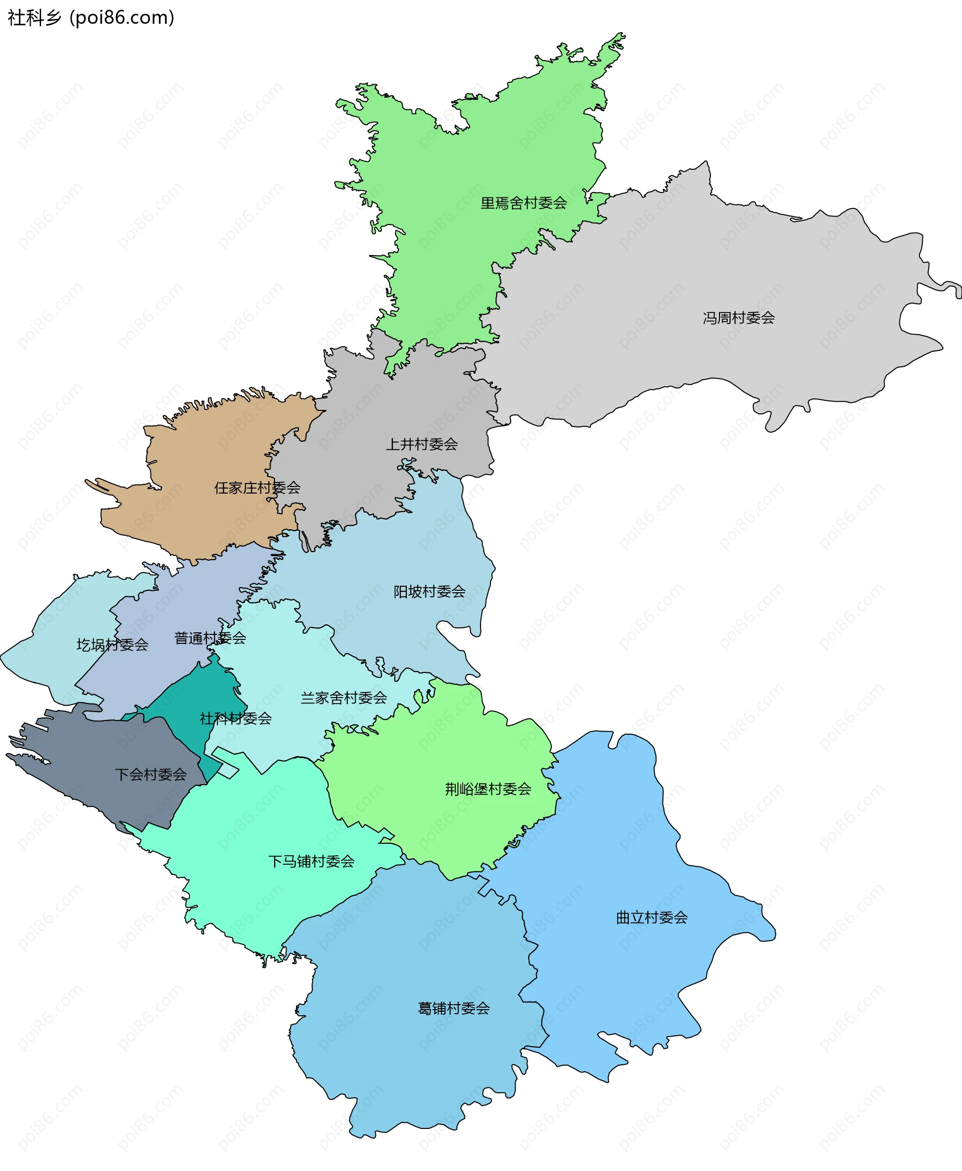 社科乡边界地图(五级行政区划)