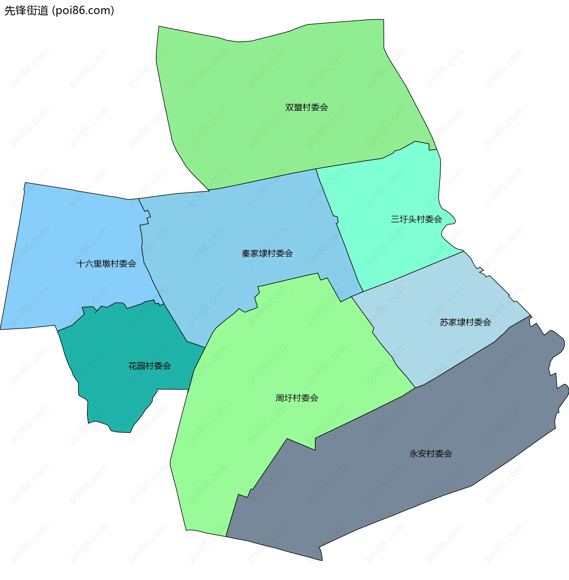先锋街道边界地图(五级行政区划)