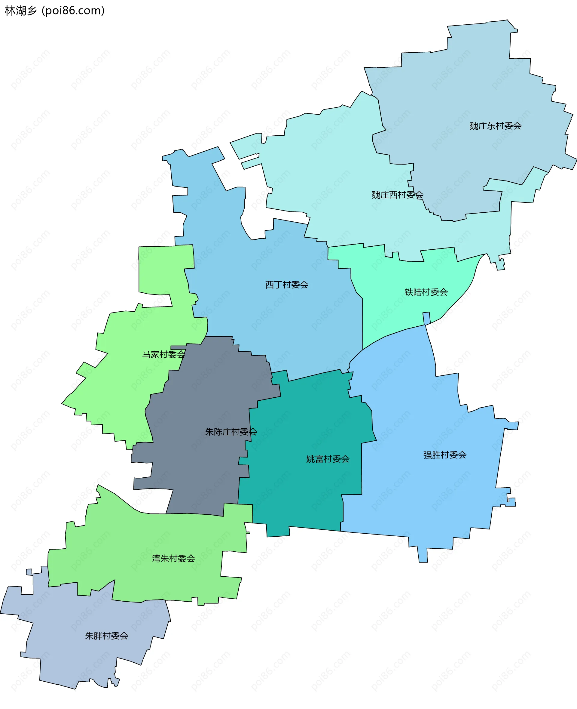 林湖乡边界地图(五级行政区划)