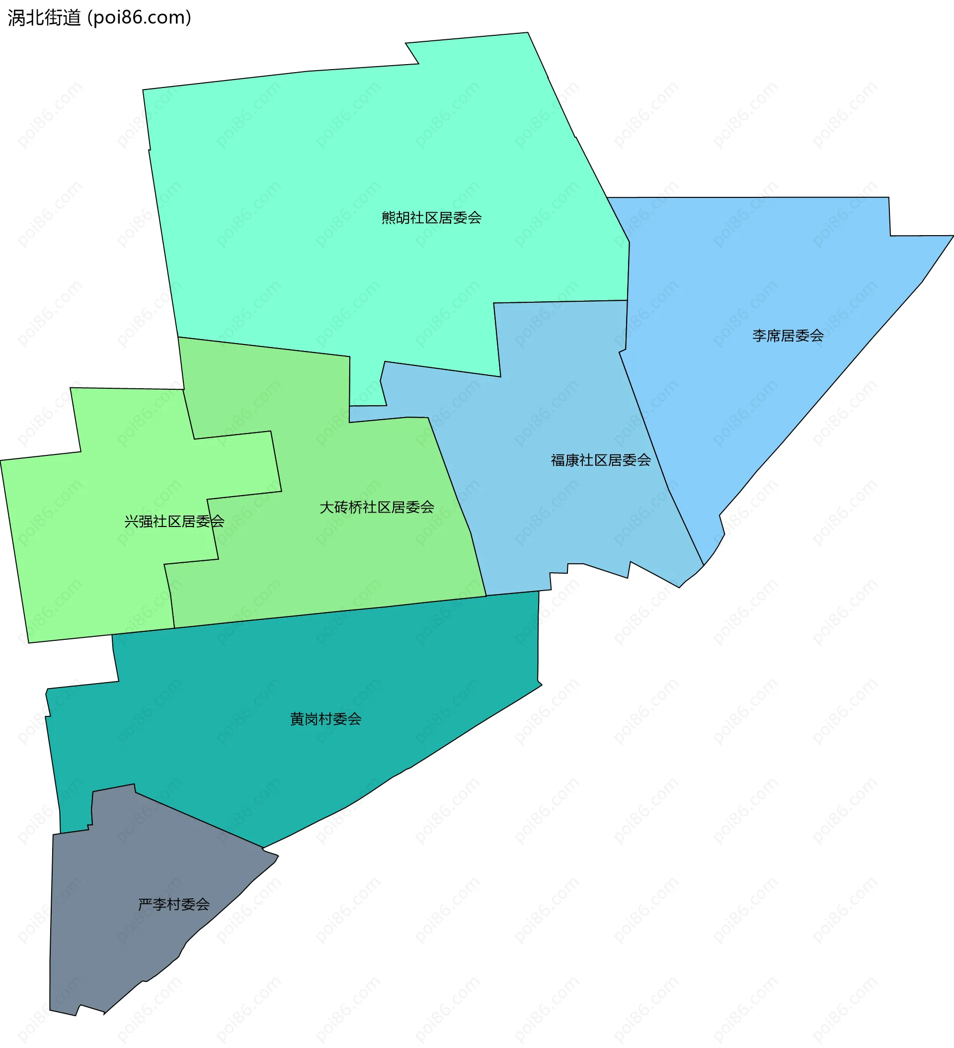 涡北街道边界地图(五级行政区划)