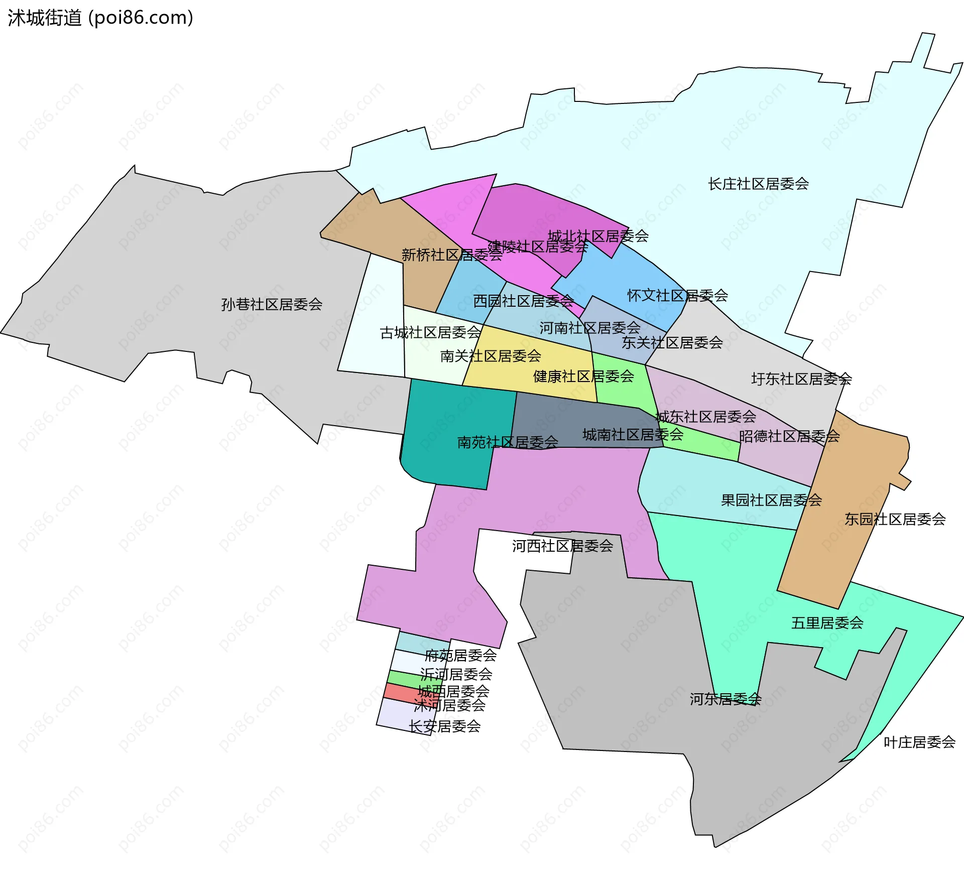 沭城街道边界地图(五级行政区划)
