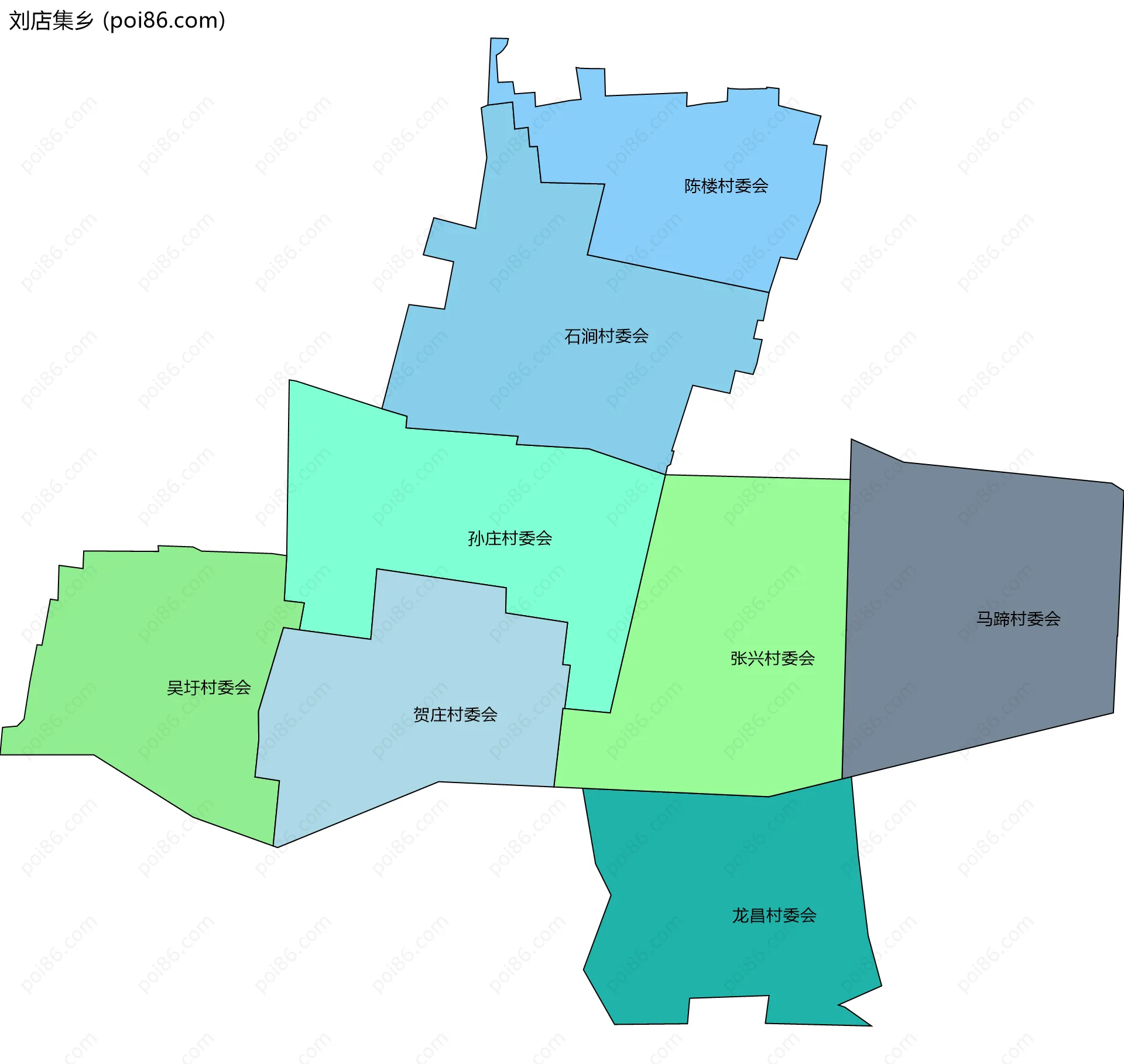 刘店集乡边界地图(五级行政区划)