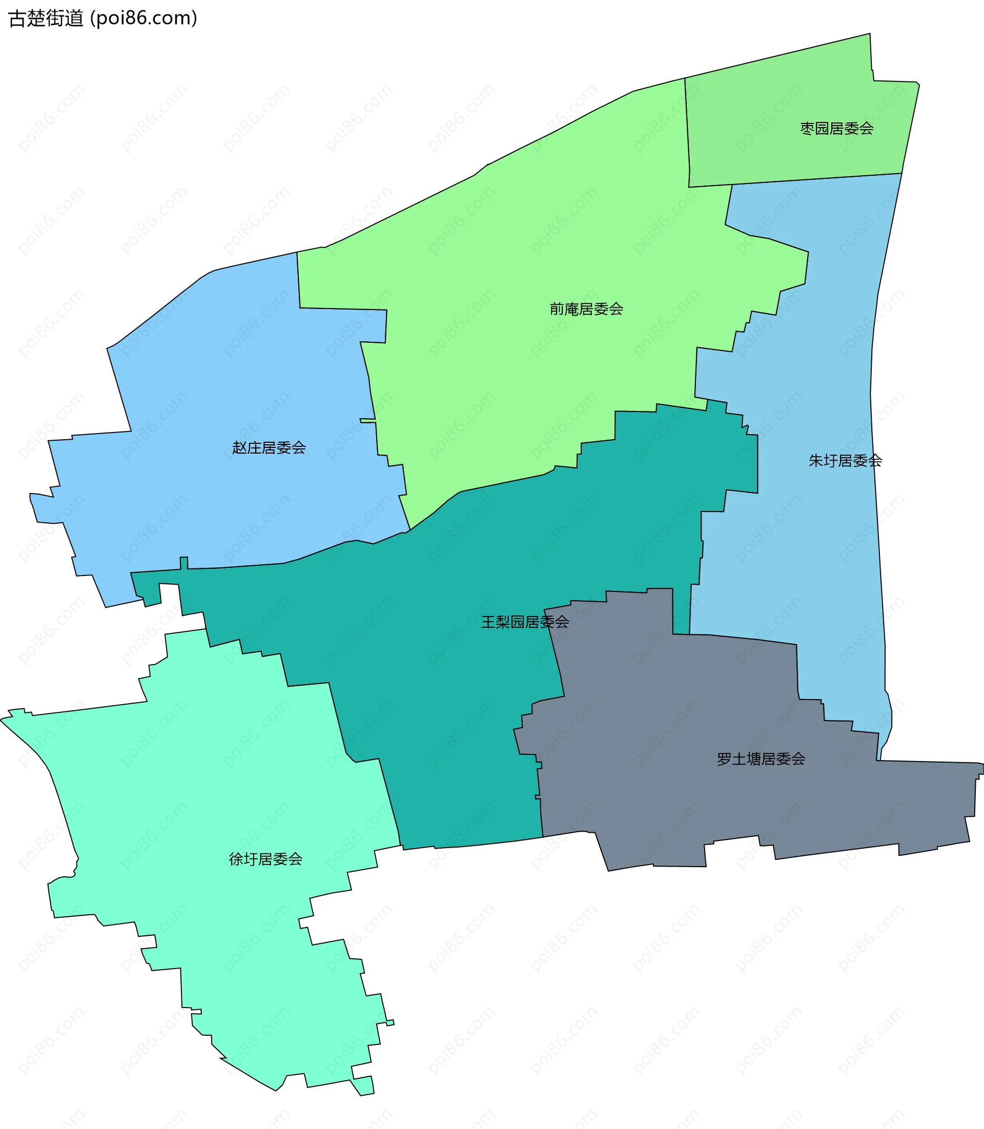 古楚街道边界地图(五级行政区划)