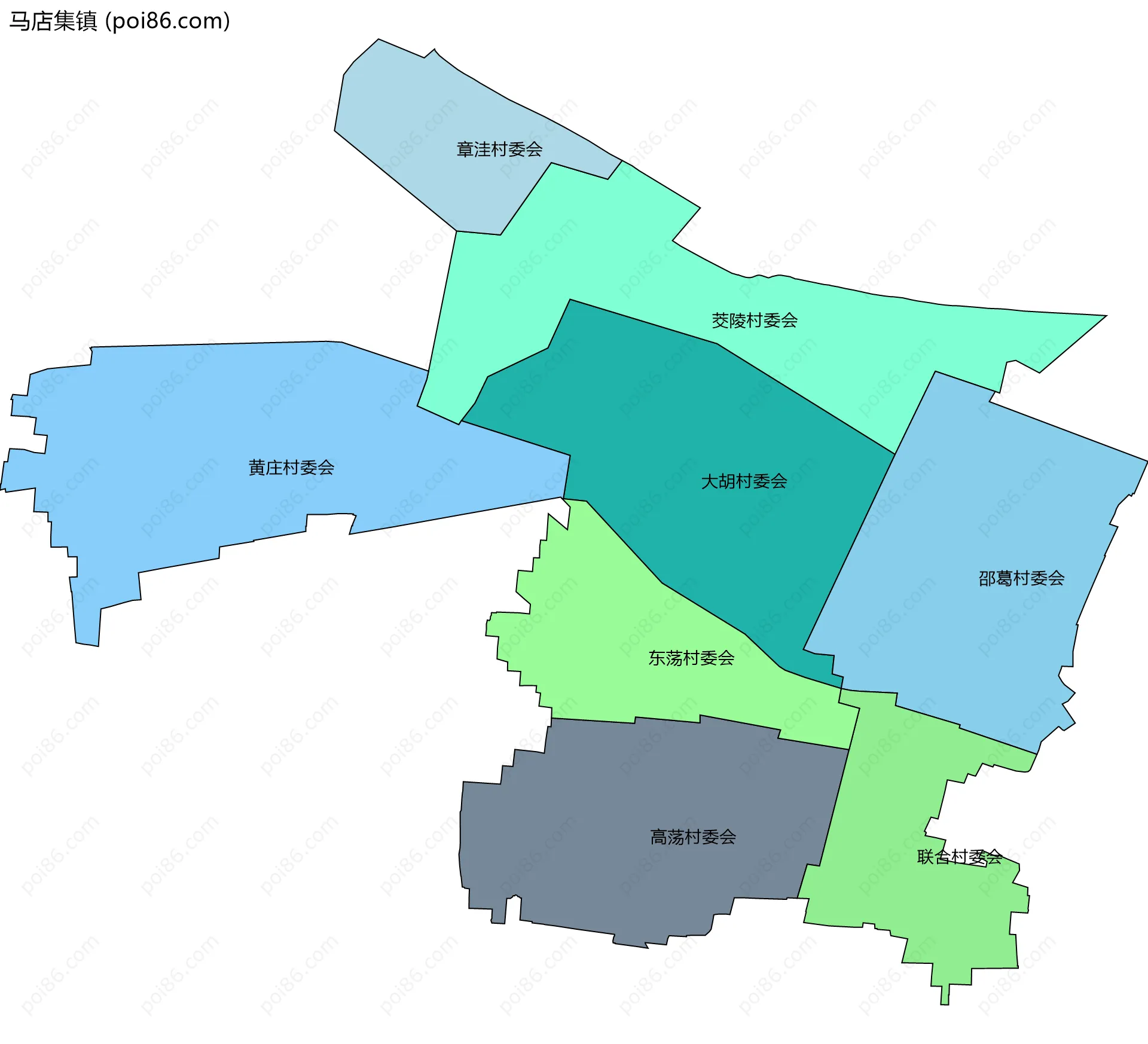 马店集镇边界地图(五级行政区划)