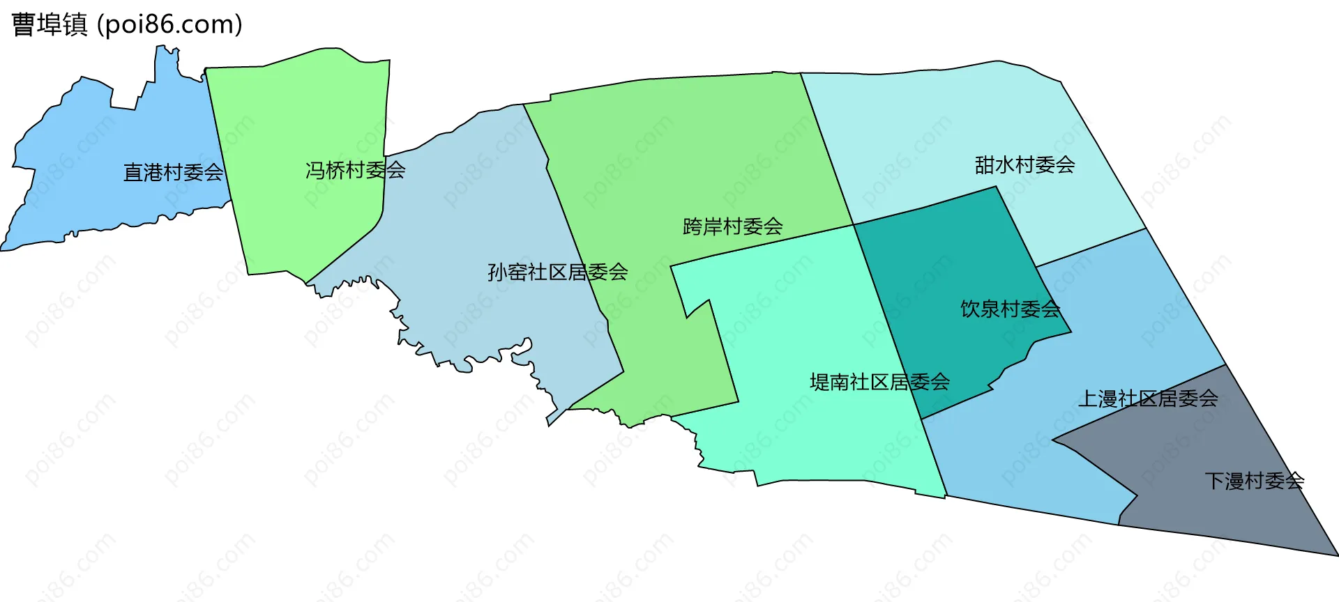 曹埠镇边界地图(五级行政区划)