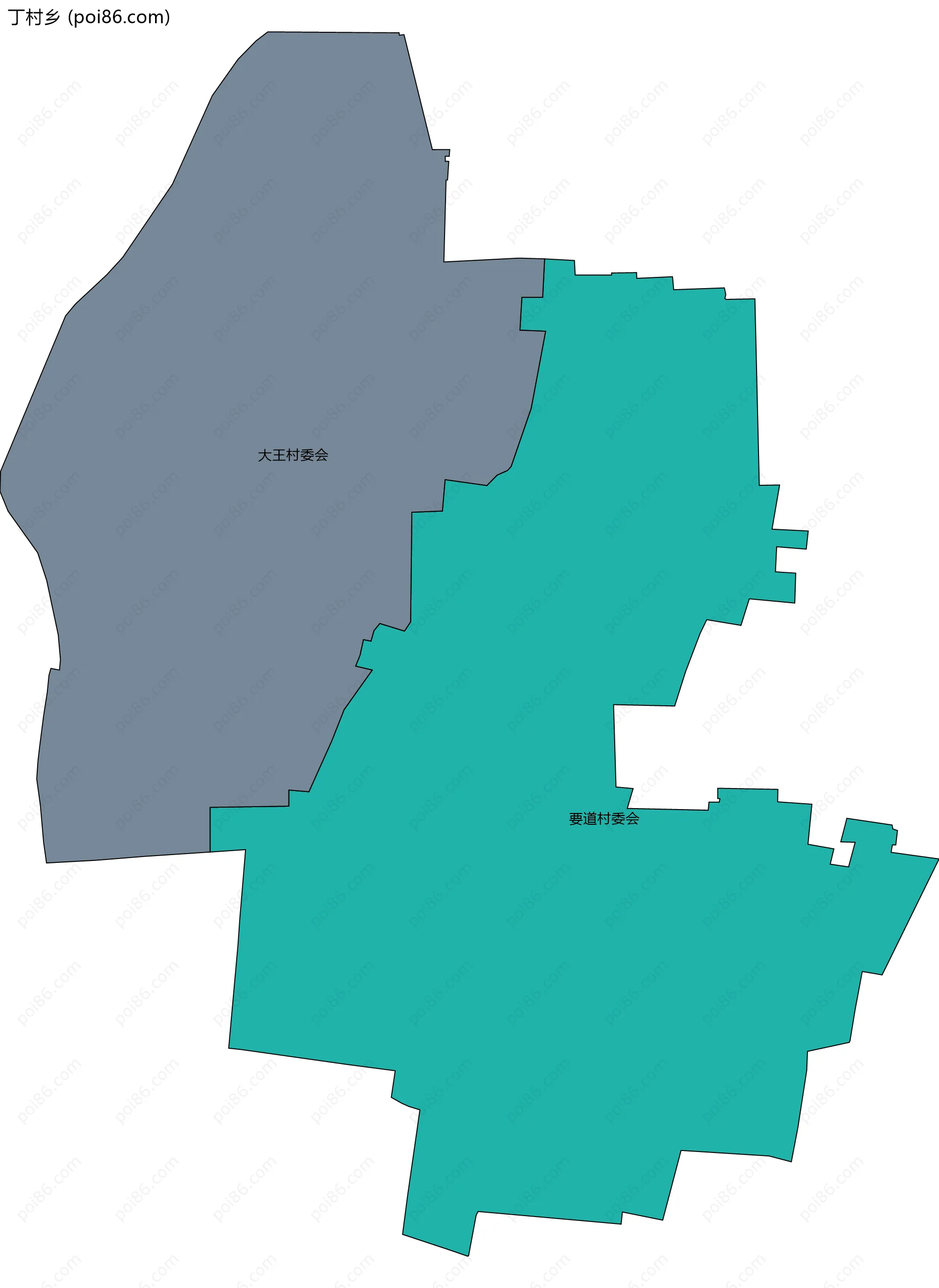 丁村乡边界地图(五级行政区划)