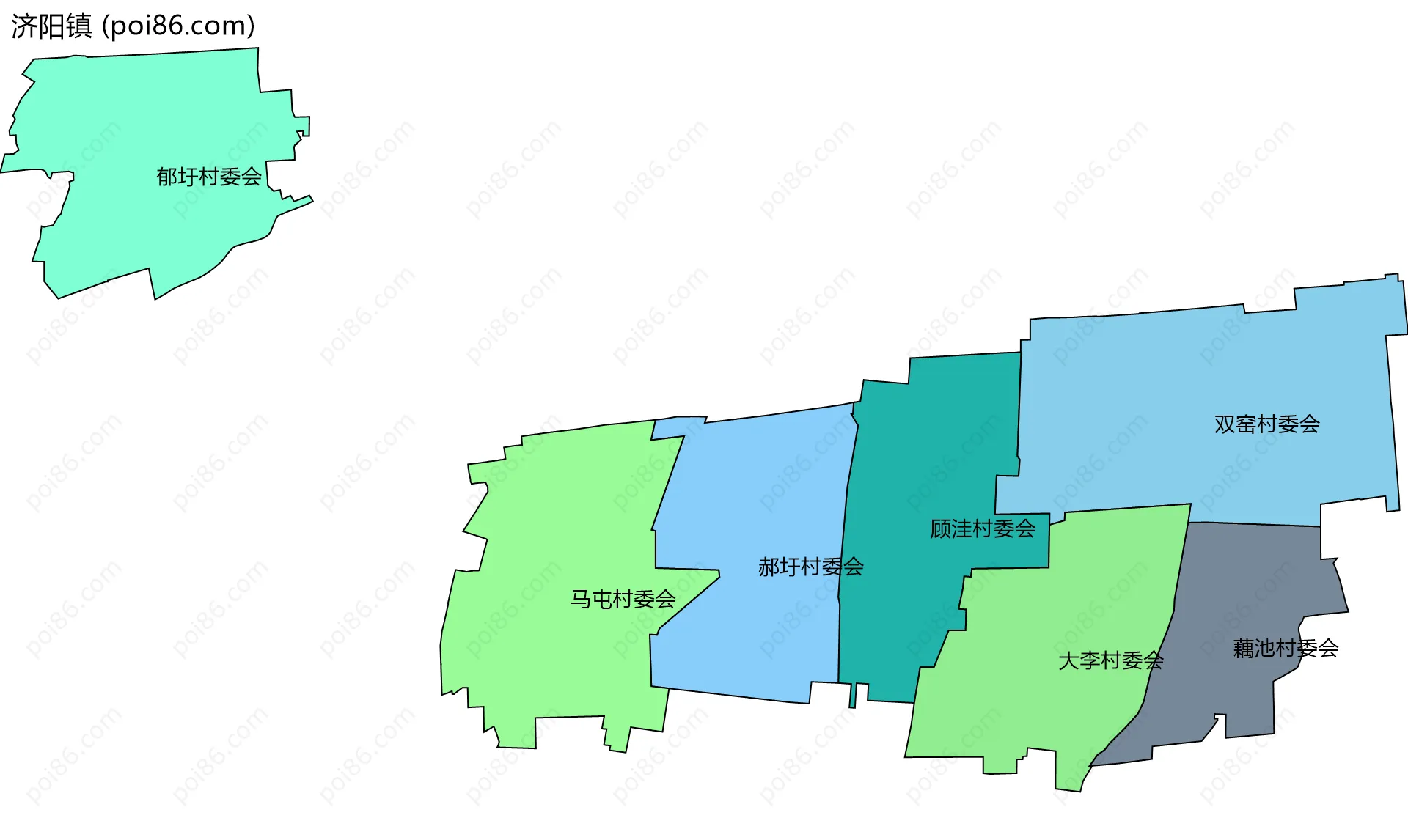 济阳镇边界地图(五级行政区划)