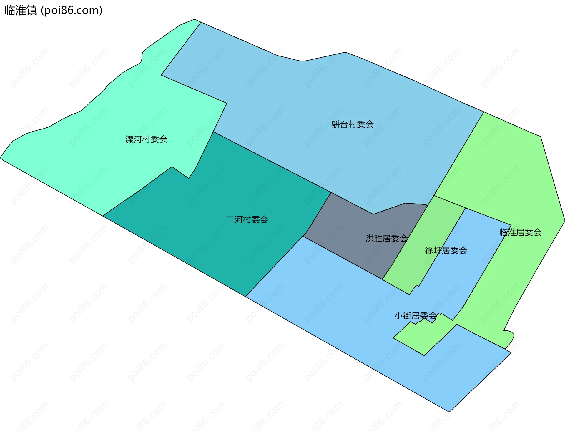 临淮镇边界地图(五级行政区划)