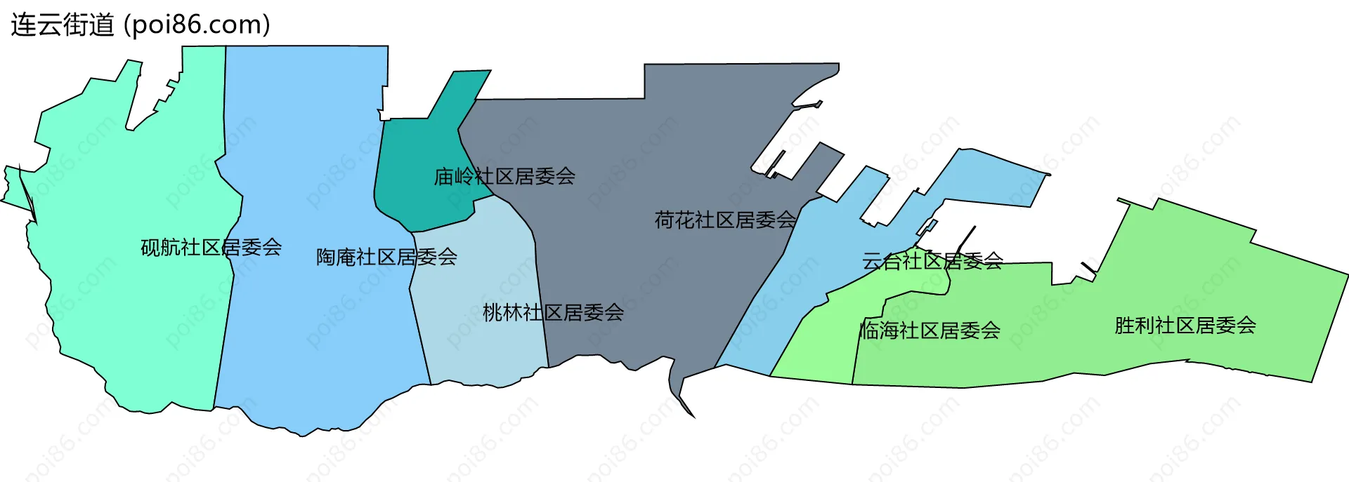 连云街道边界地图(五级行政区划)