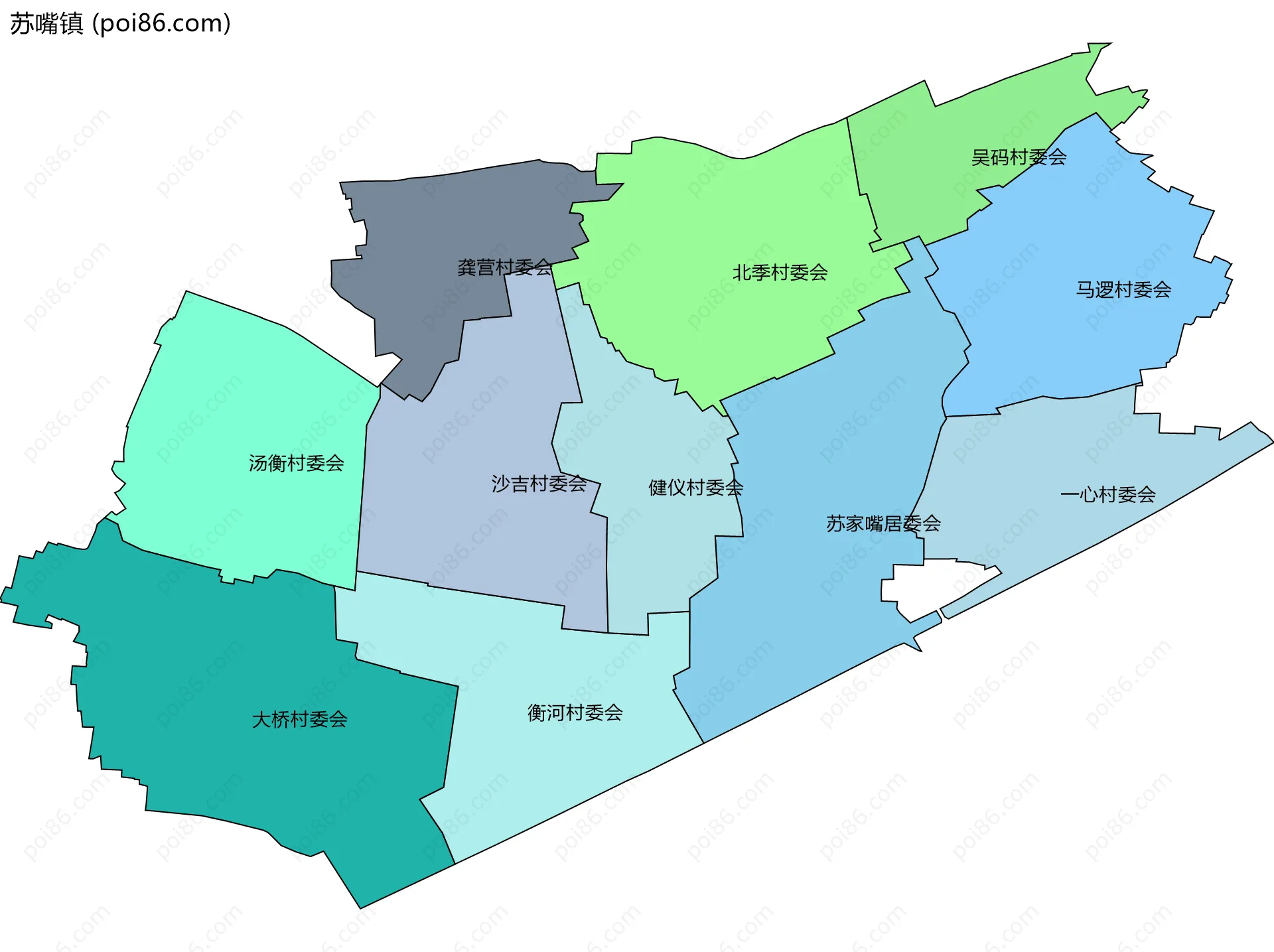 苏嘴镇边界地图(五级行政区划)