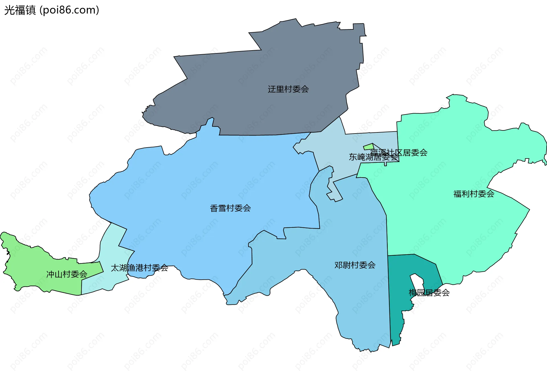 光福镇边界地图(五级行政区划)