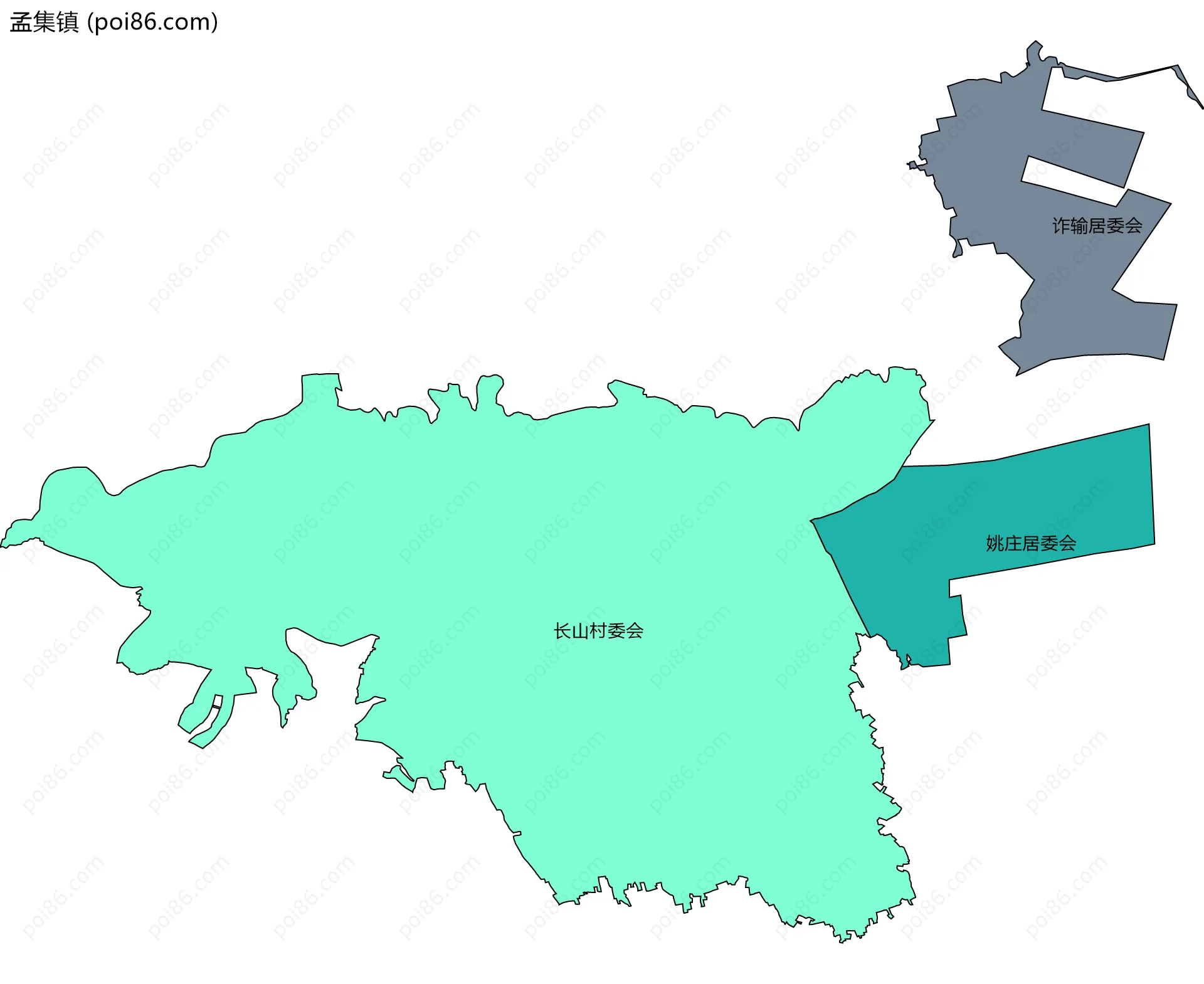 孟集镇边界地图(五级行政区划)