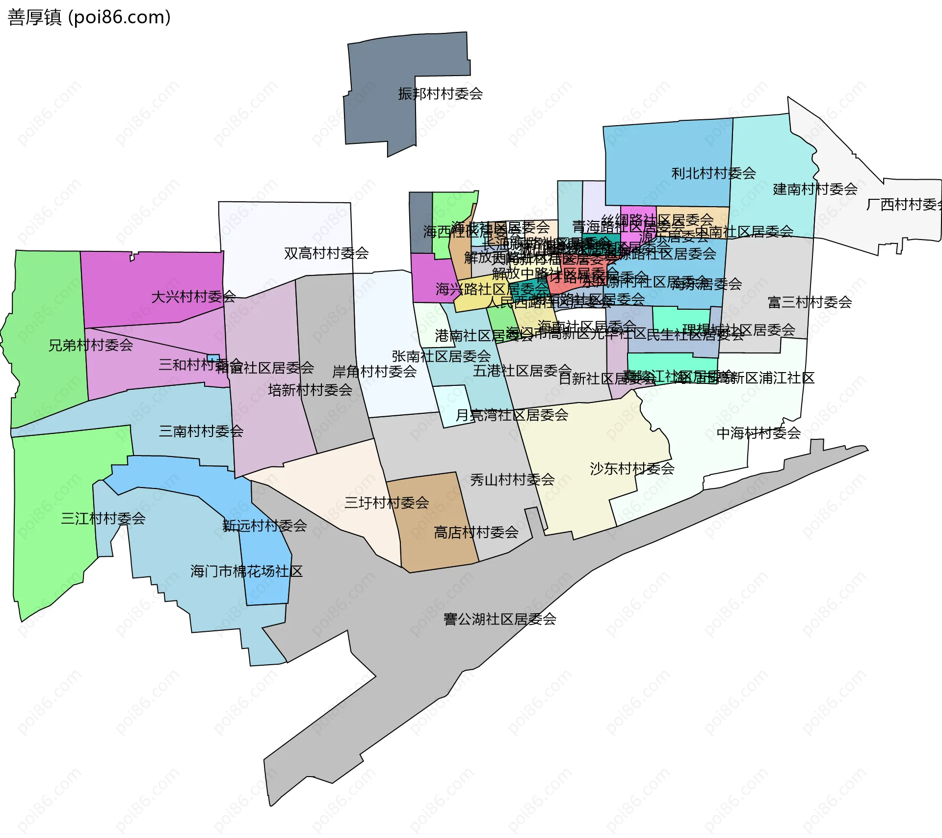 善厚镇边界地图(五级行政区划)