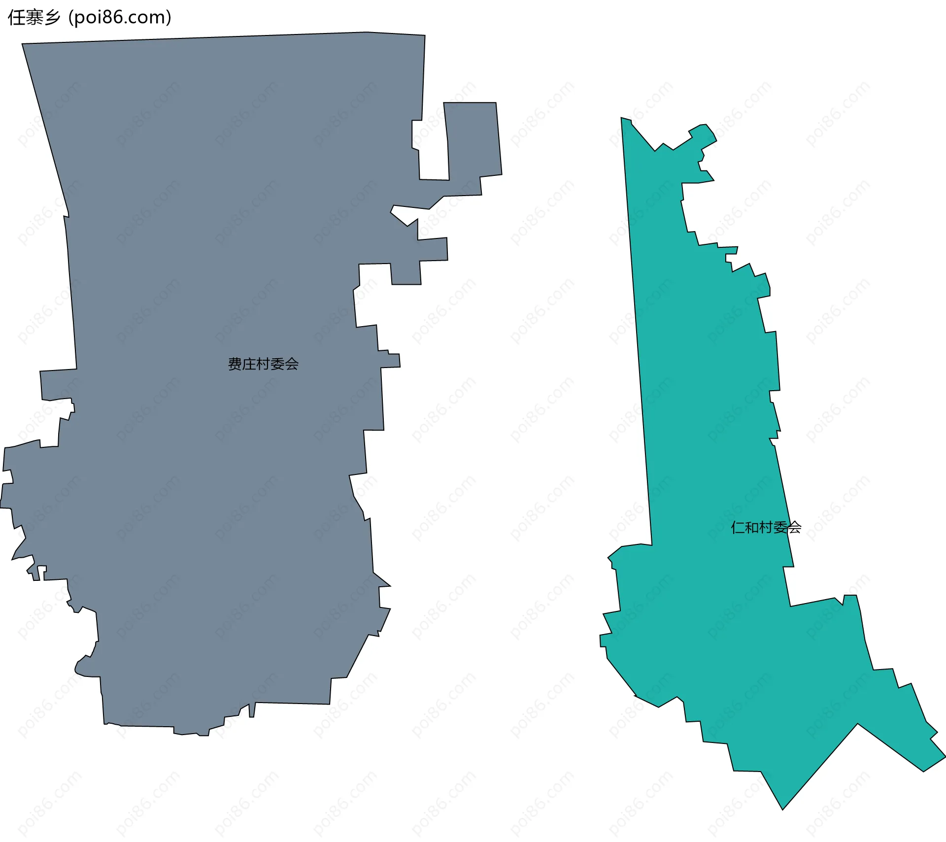 任寨乡边界地图(五级行政区划)