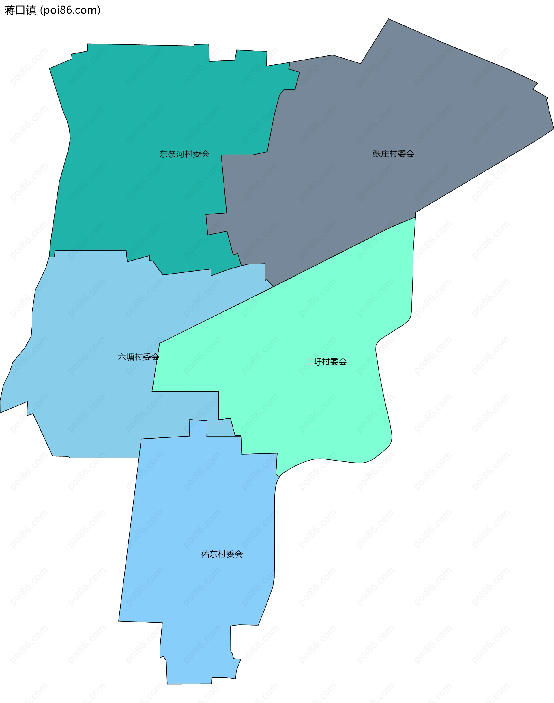 蒋口镇边界地图(五级行政区划)