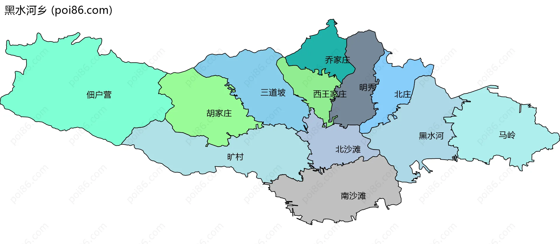 黑水河乡边界地图(五级行政区划)