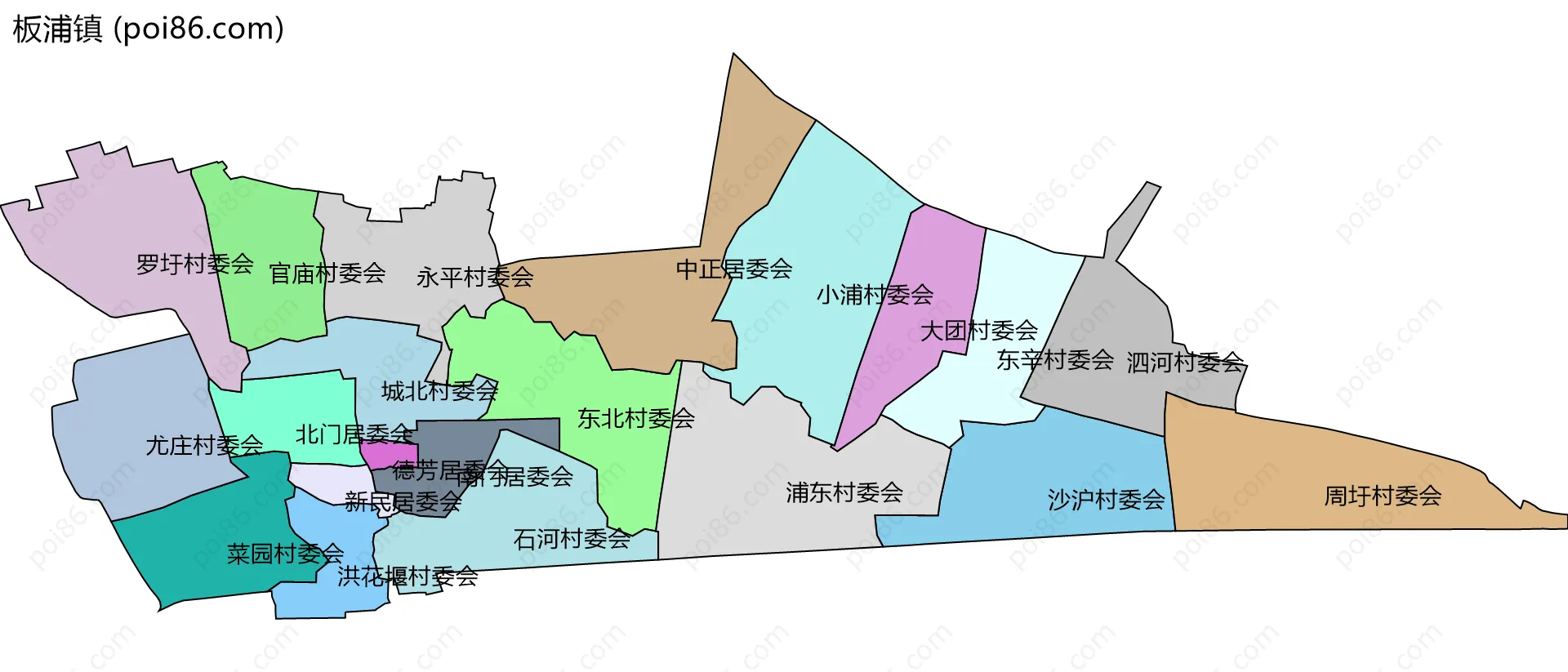 板浦镇边界地图(五级行政区划)