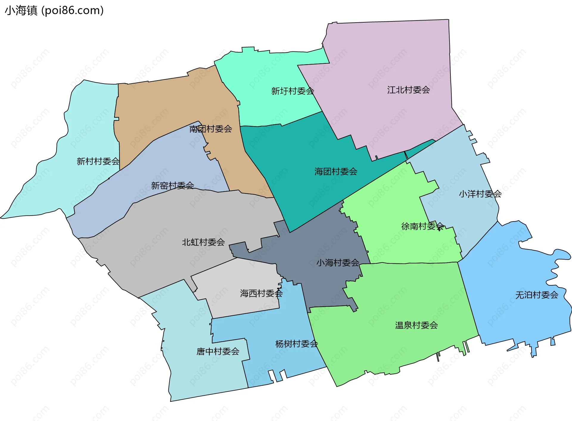 小海镇边界地图(五级行政区划)