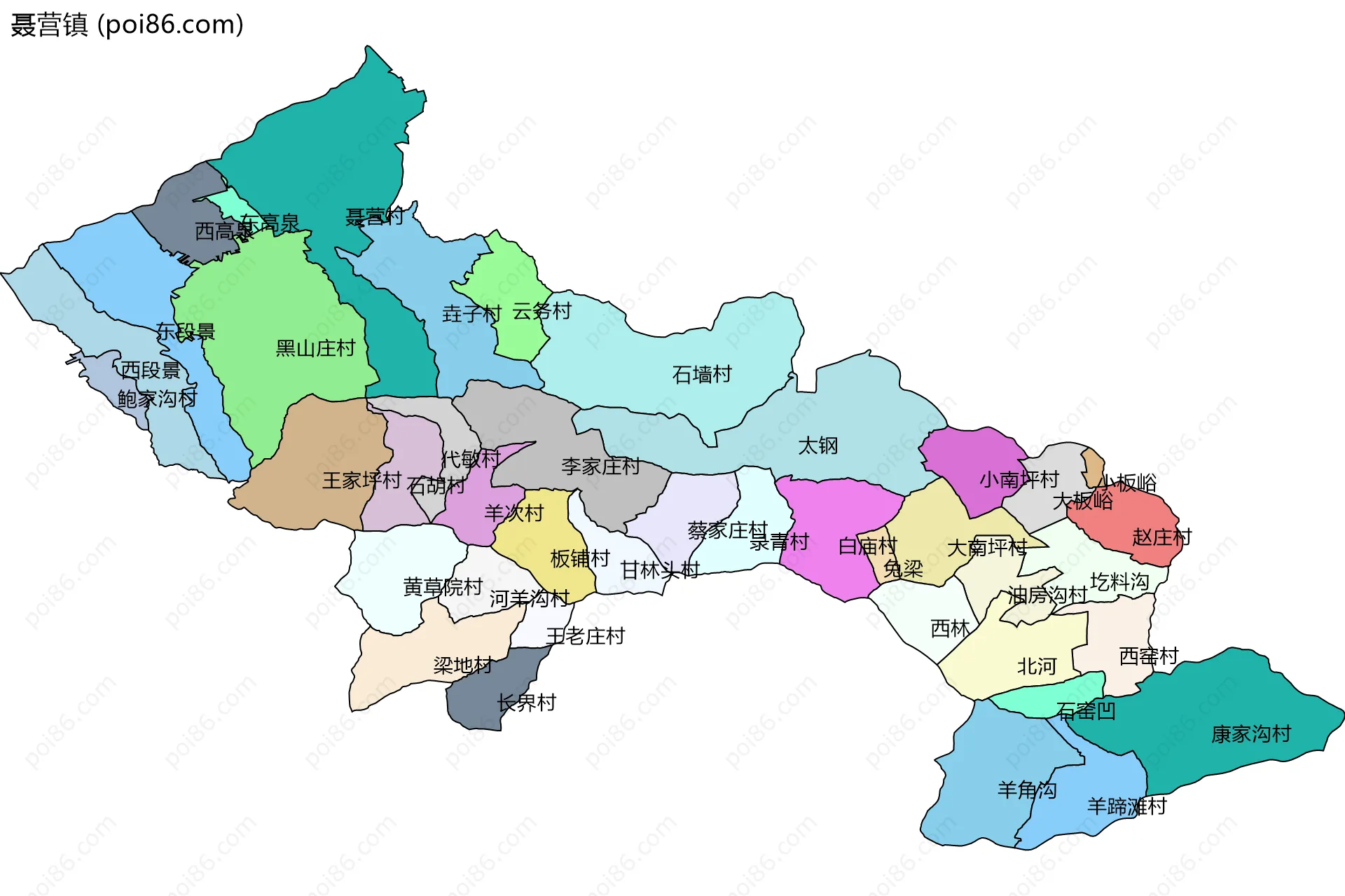 聂营镇边界地图(五级行政区划)
