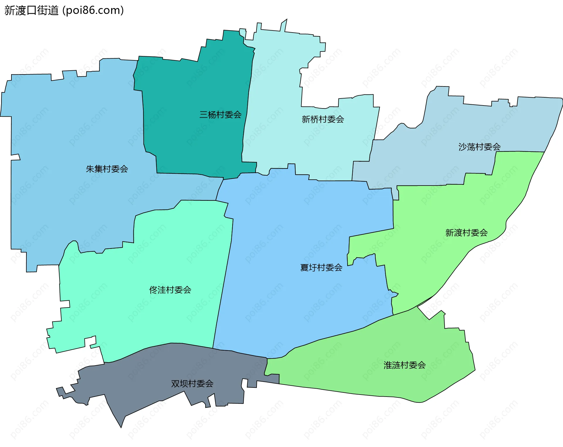 新渡口街道边界地图(五级行政区划)